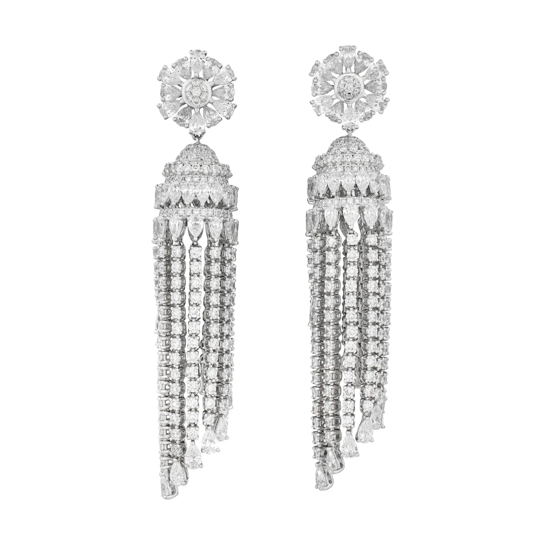 White Gold and Diamond Chandelier Earrings