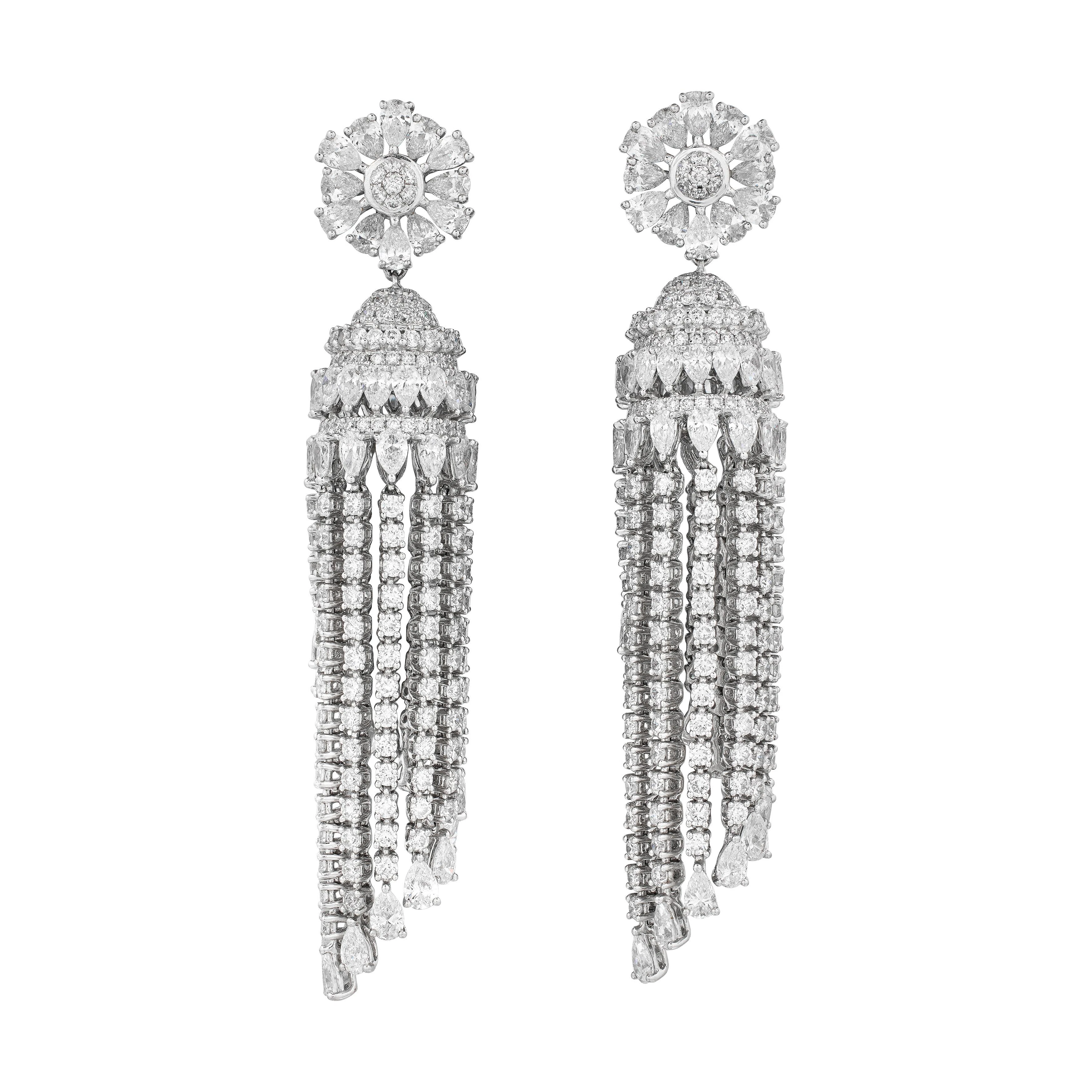 White Gold and Diamond Chandelier Earrings