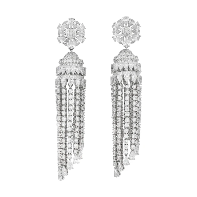 White Gold and Diamond Chandelier Earrings