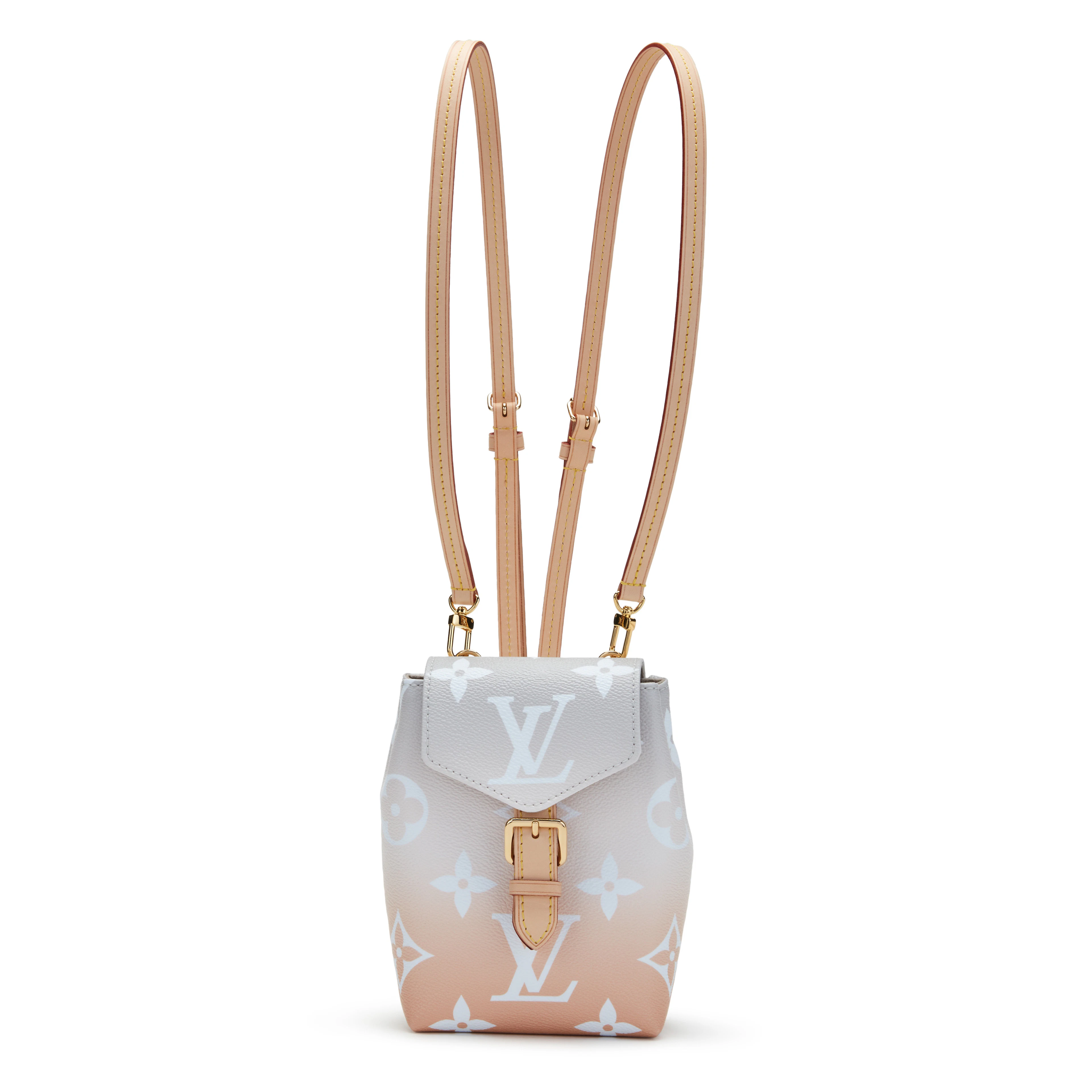 Mist Gray Giant Monogram Coated Canvas By The Pool Backpack Tiny Gold Hardware