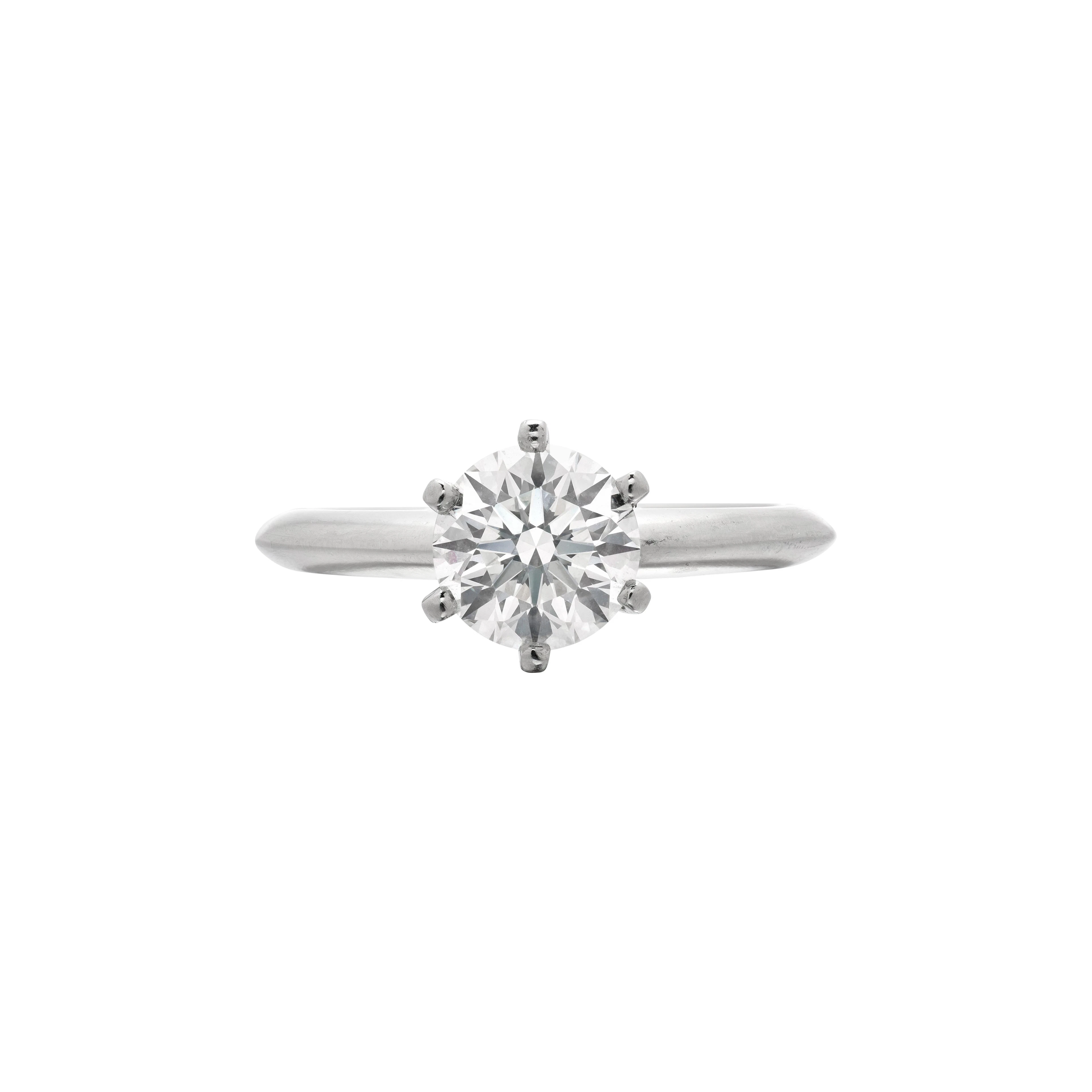Platinum and 1.20ct Round Brilliant Cut Diamond Engagement Ring