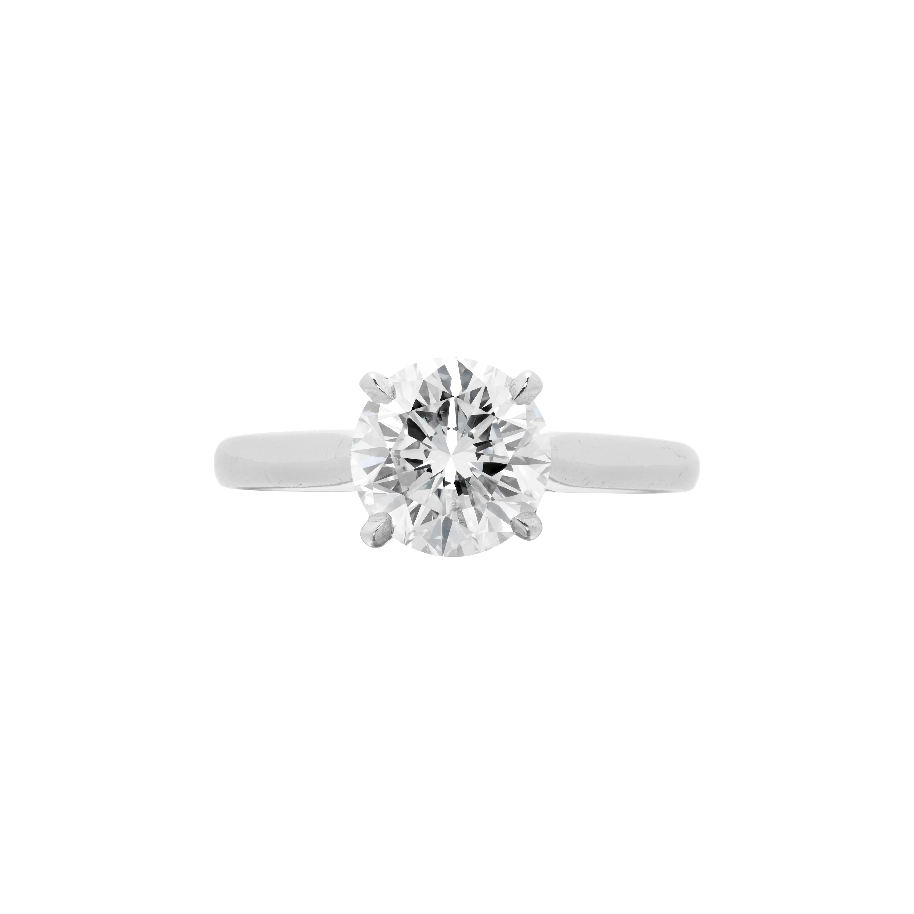 Platinum and 1.53ct Round Brilliant Cut Diamond Engagement Ring