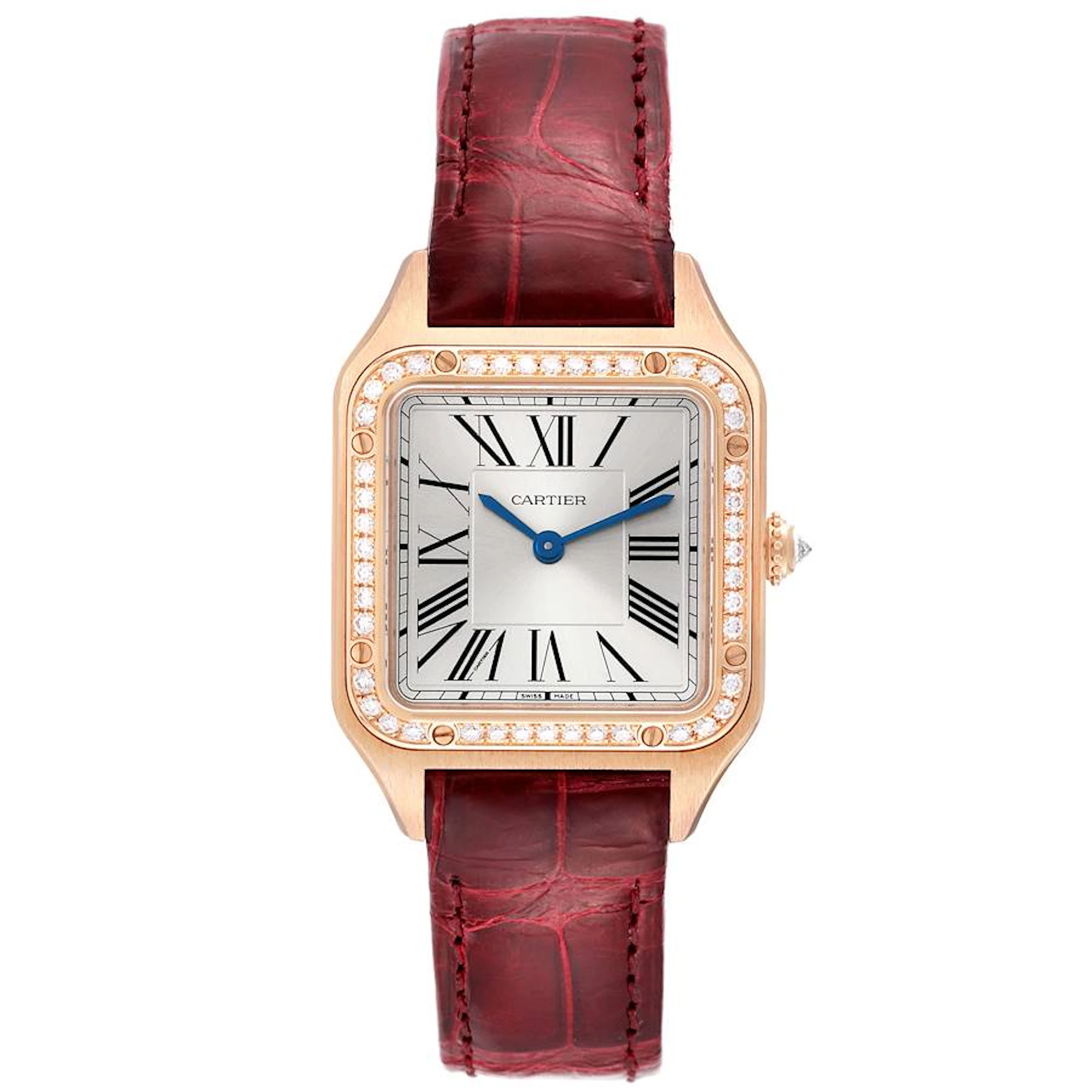 Santos Dumont Small (Reference WJSA0017). A 27.5mm rose gold diamond-set