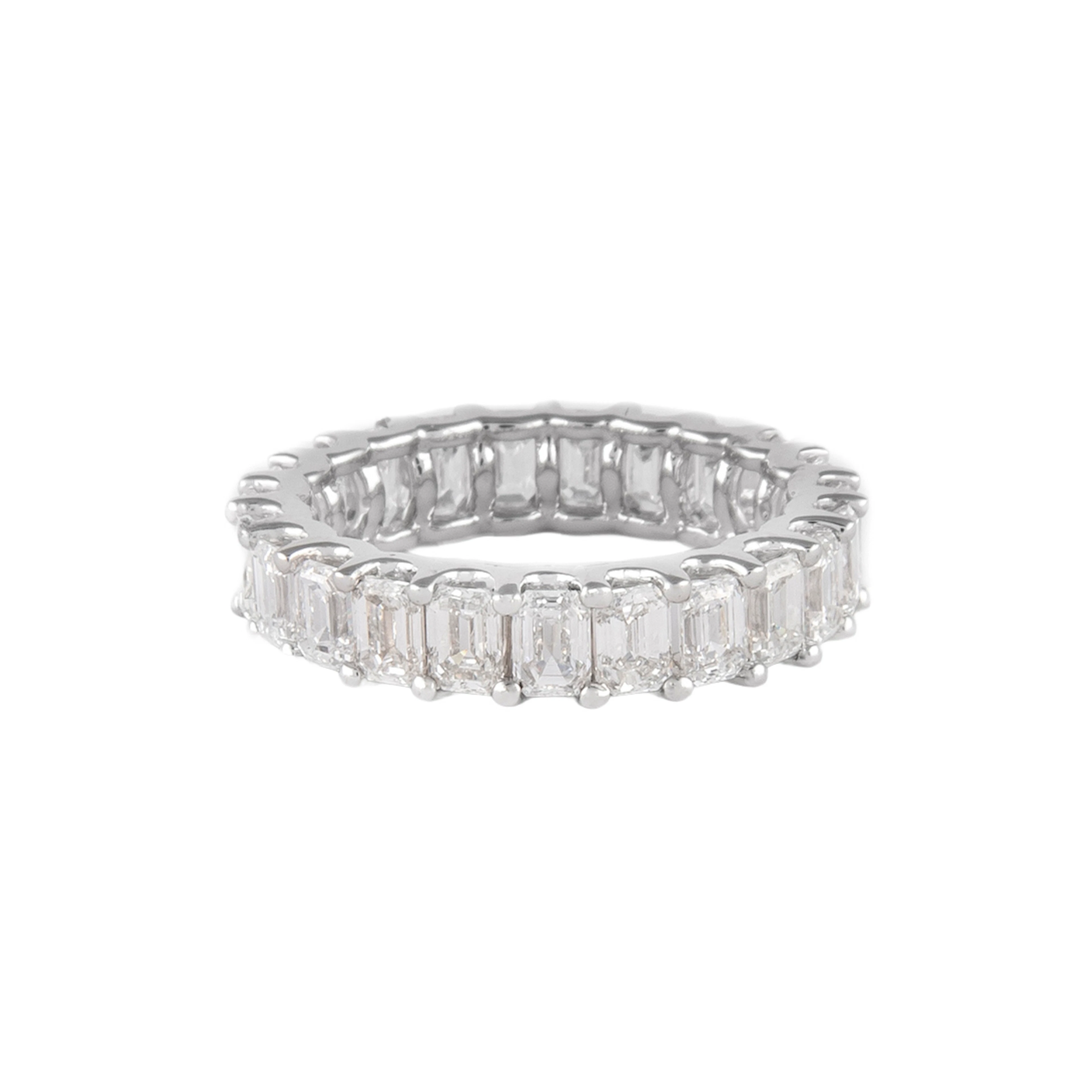 White Gold and 4.50ctw Emerald Cut Diamond Eternity Band Ring