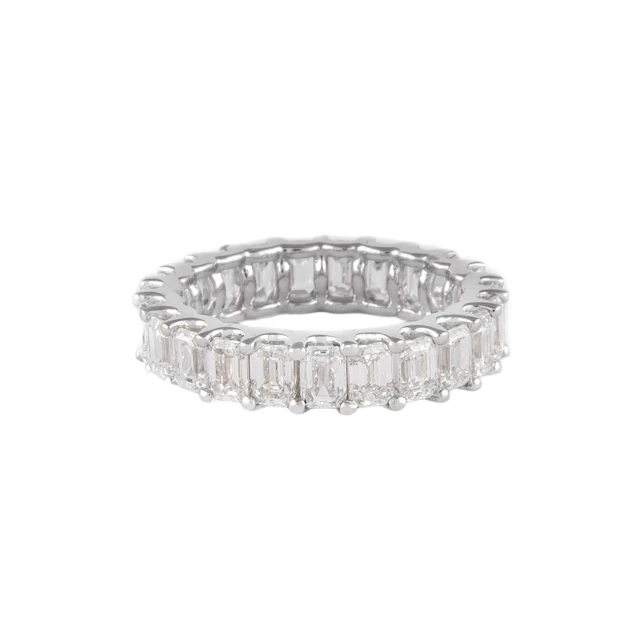 White Gold and 4.50ctw Emerald Cut Diamond Eternity Band Ring