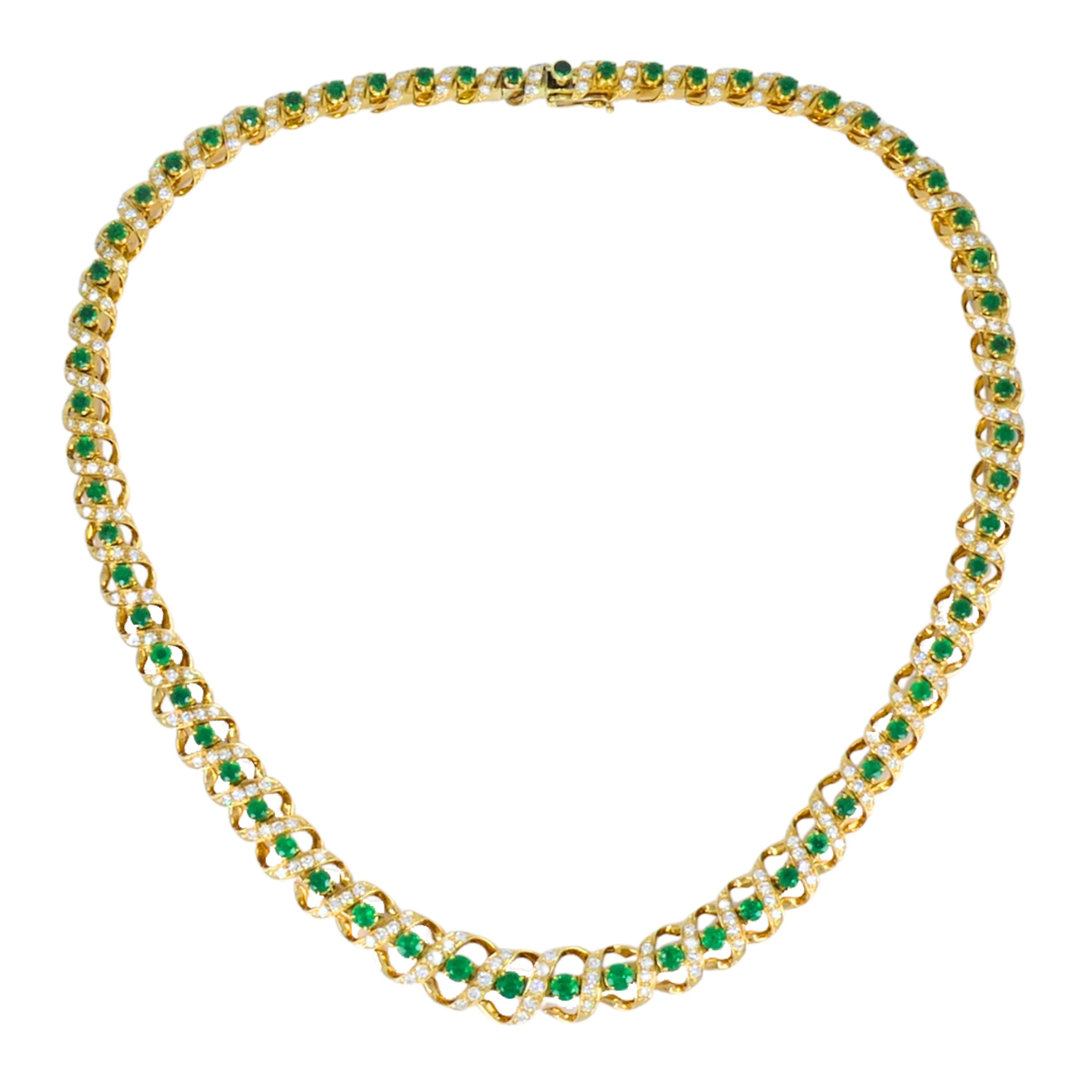 Vintage Gold, Emerald and Diamond Necklace