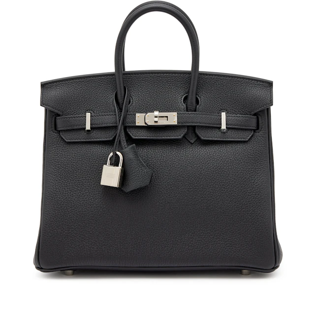 Black Togo Birkin 25 Palladium Hardware