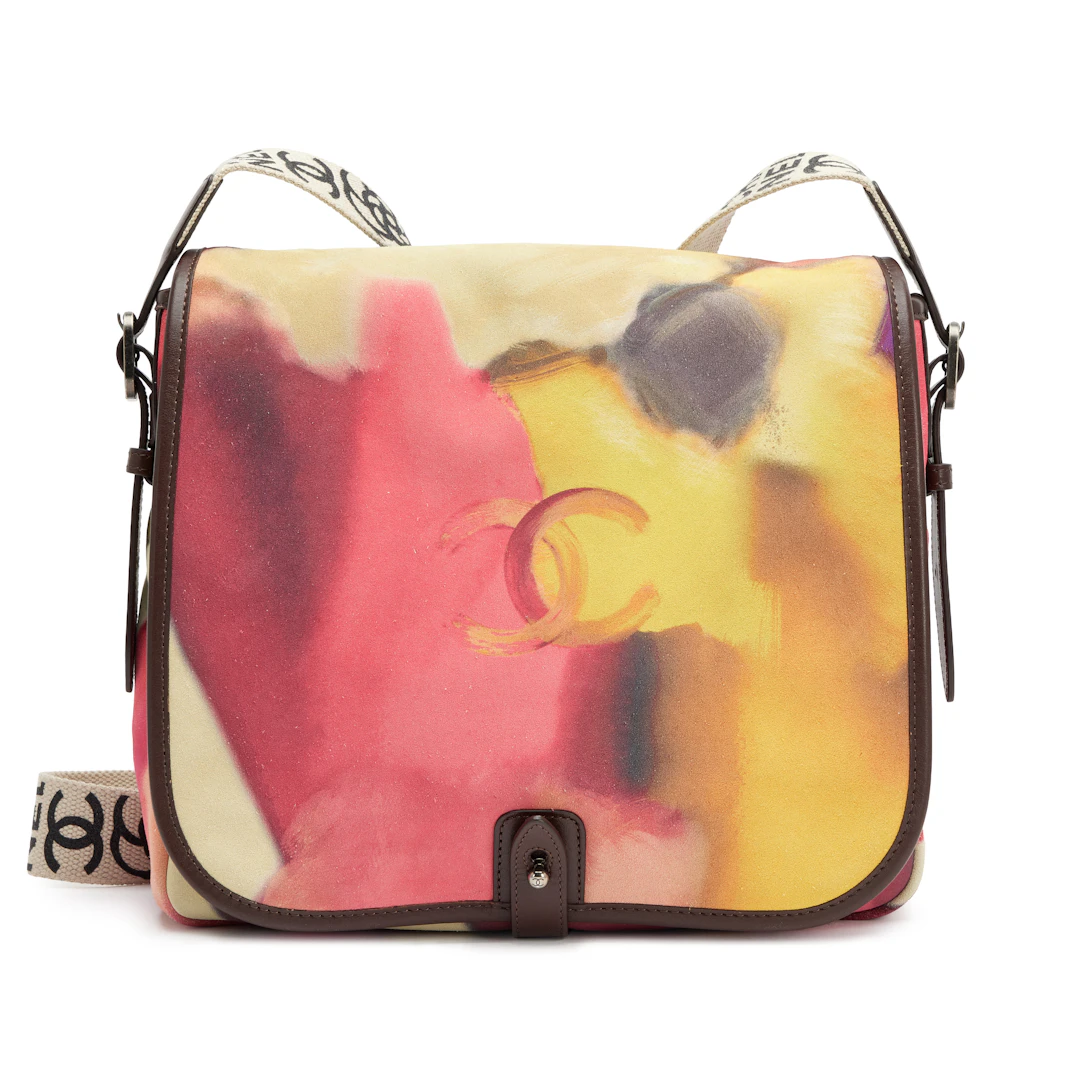 Multicolor Nubuck Flower Power Messenger Bag Ruthenium Hardware, 2015