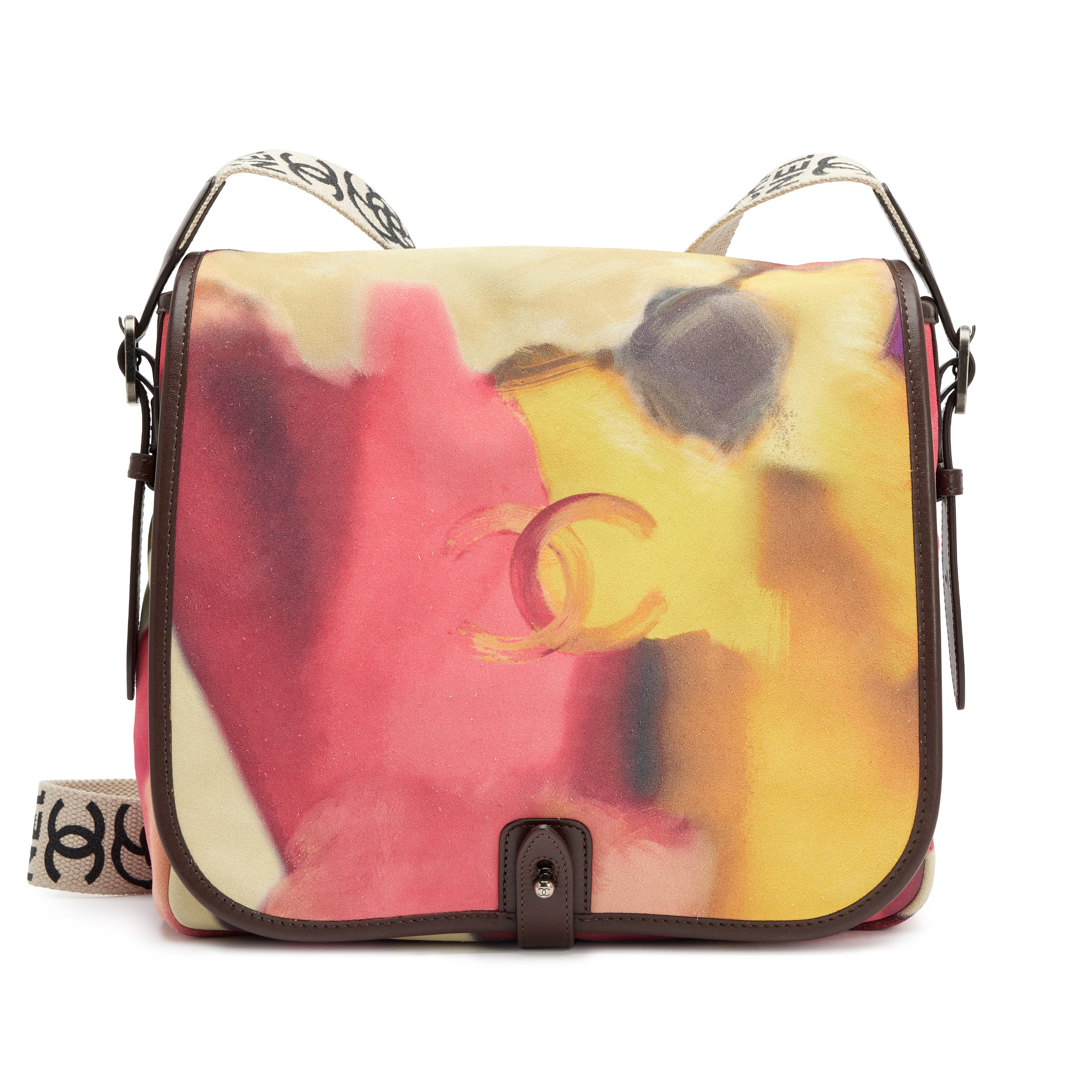 Multicolor Nubuck Flower Power Messenger Bag Ruthenium Hardware, 2015