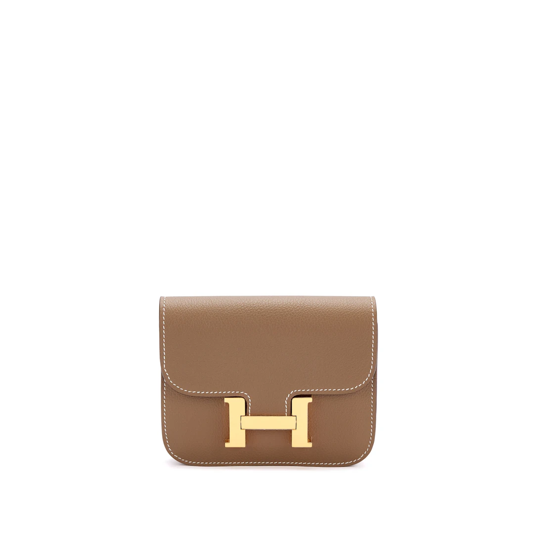 Etoupe Evercolor Constance Slim Wallet Gold Hardware, 2023