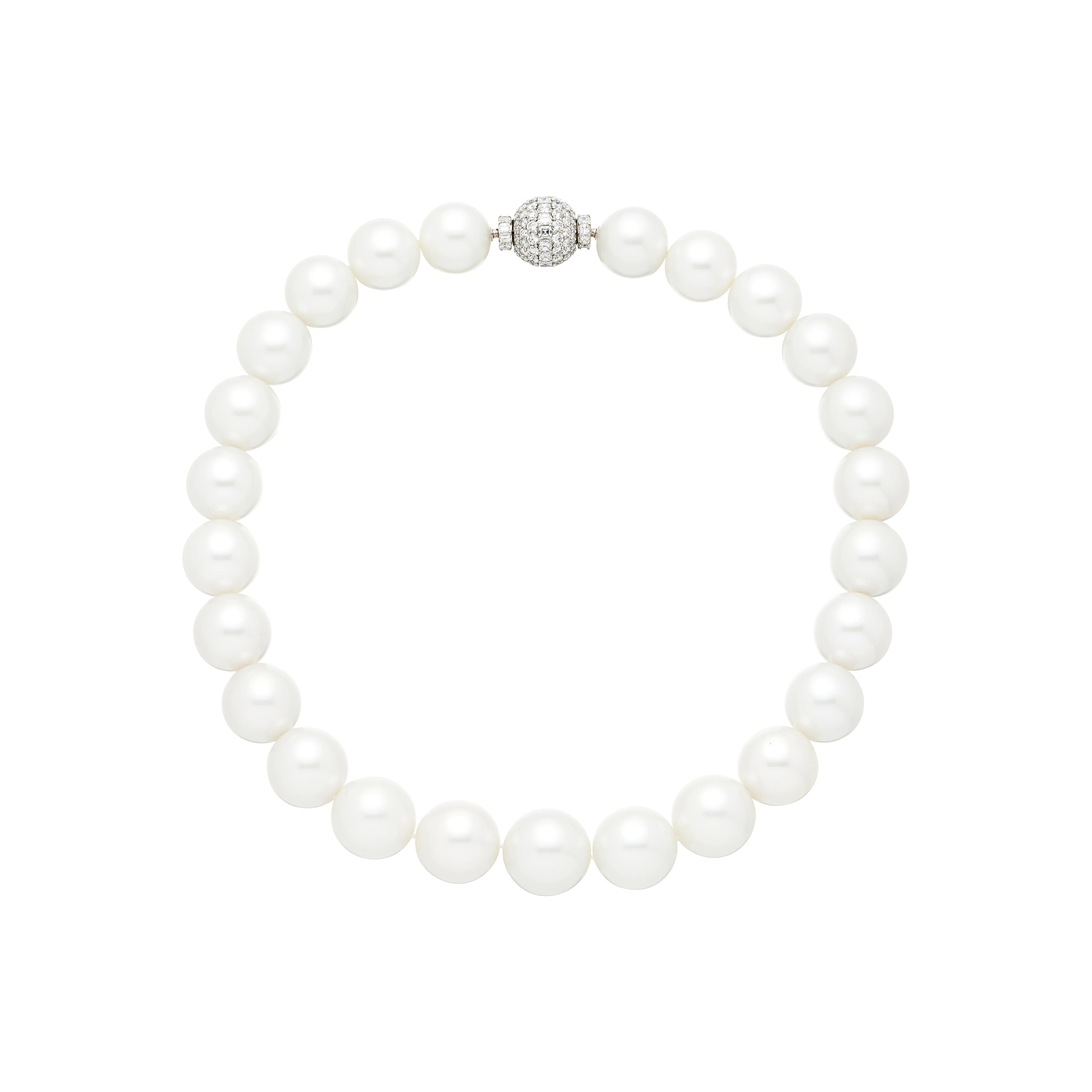 Platinum, South Sea Cultured Pearl and Diamond Necklace