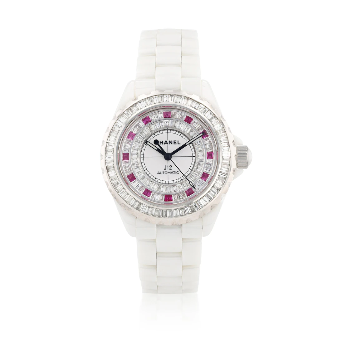 Montre bracelet de dame céramique, diamants et rubis, "J12" | Lady's