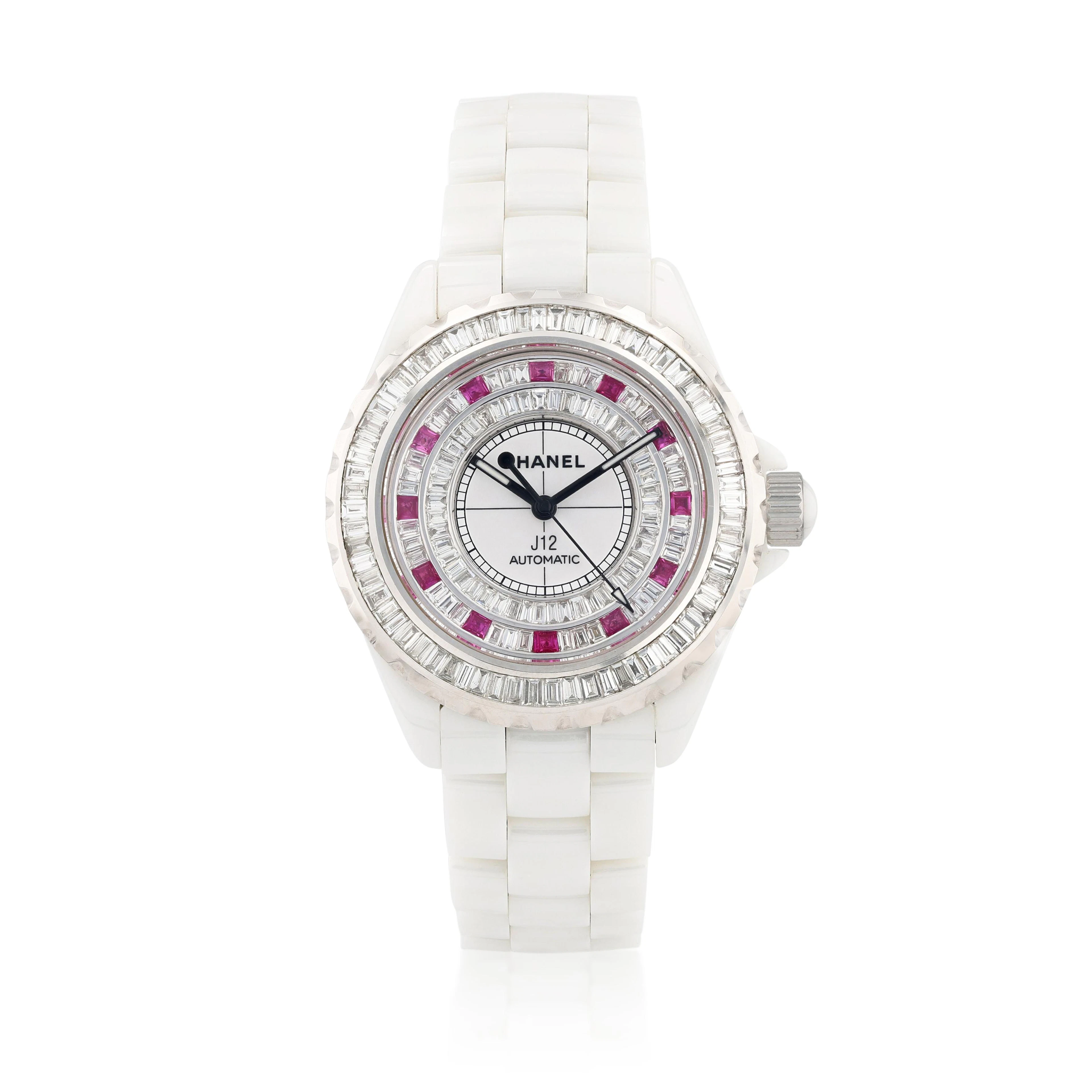 Montre bracelet de dame céramique, diamants et rubis, "J12" | Lady's