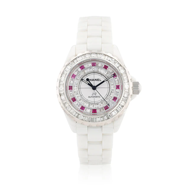 Montre bracelet de dame céramique, diamants et rubis, "J12" | Lady's