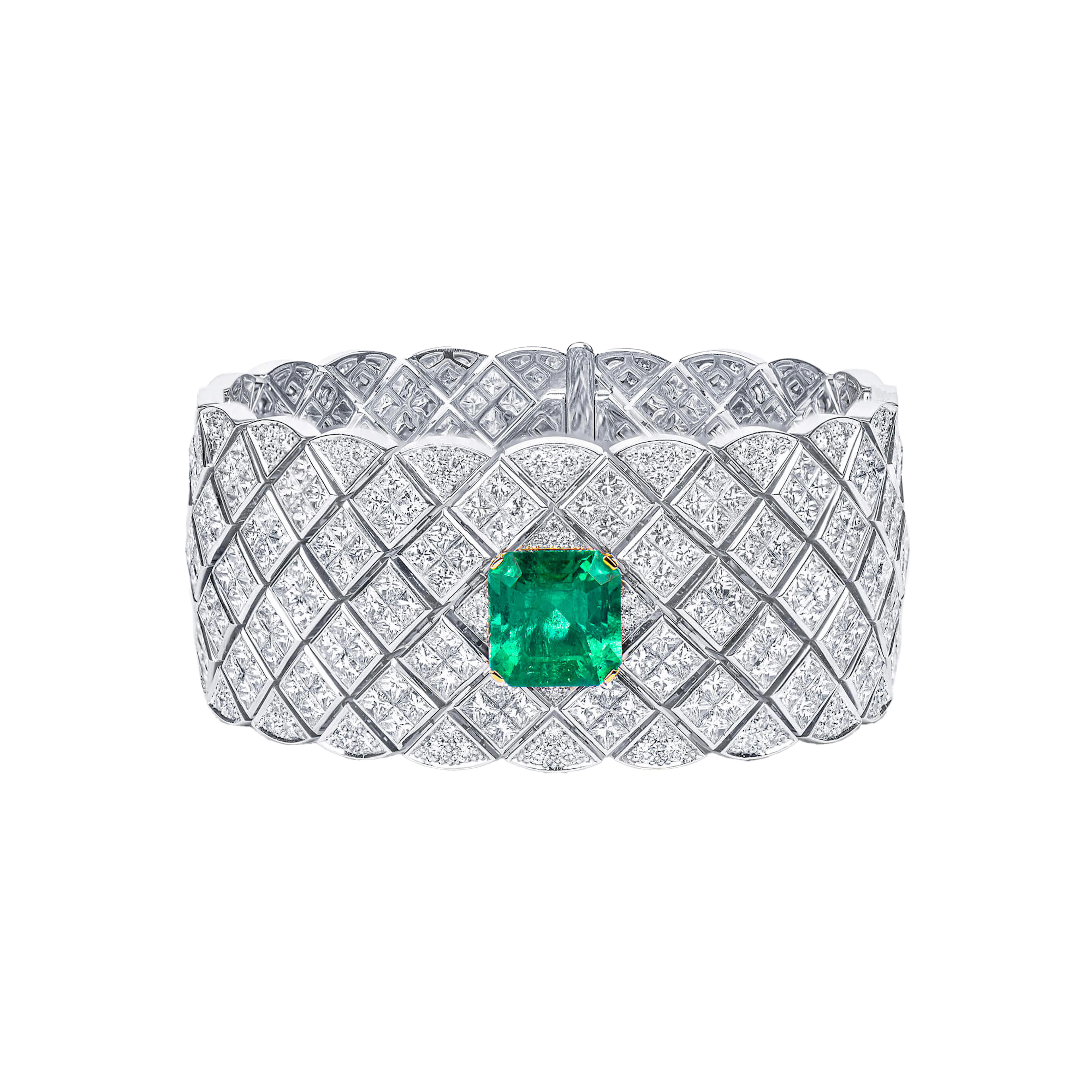 White Gold, 5.67ct Colombian Emerald and Diamond Bracelet