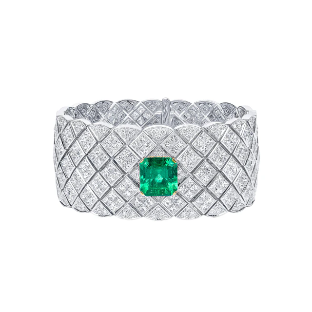 White Gold, 5.67ct Colombian Emerald and Diamond Bracelet