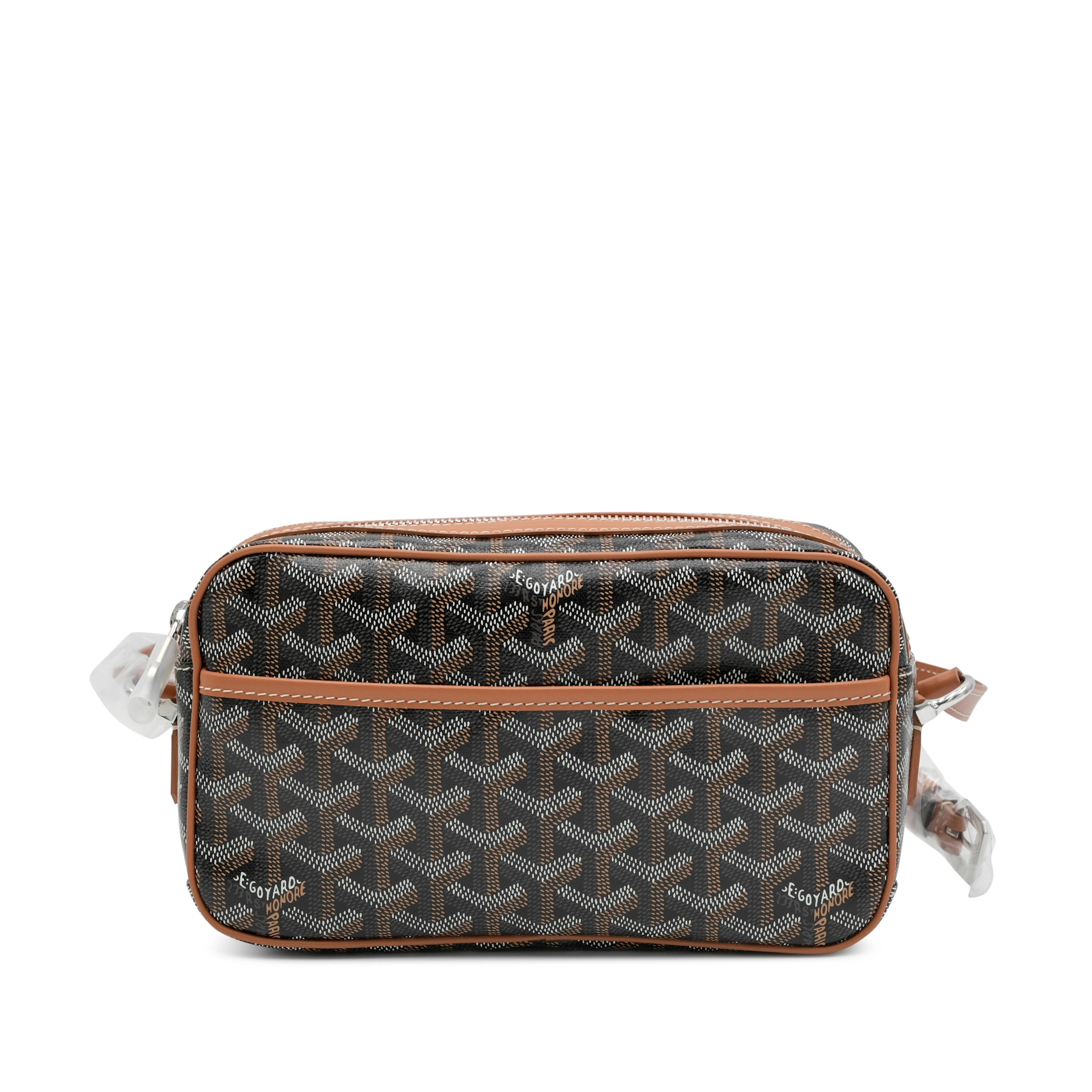 Black Goyardine Canvas and Tan Chevroches Calfskin Cap-Vert PM Bag