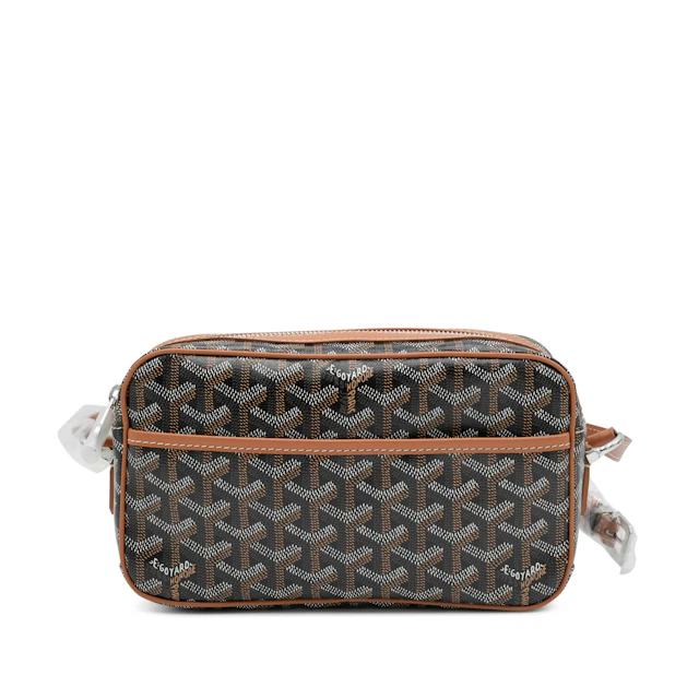 Black Goyardine Canvas and Tan Chevroches Calfskin Cap-Vert PM Bag