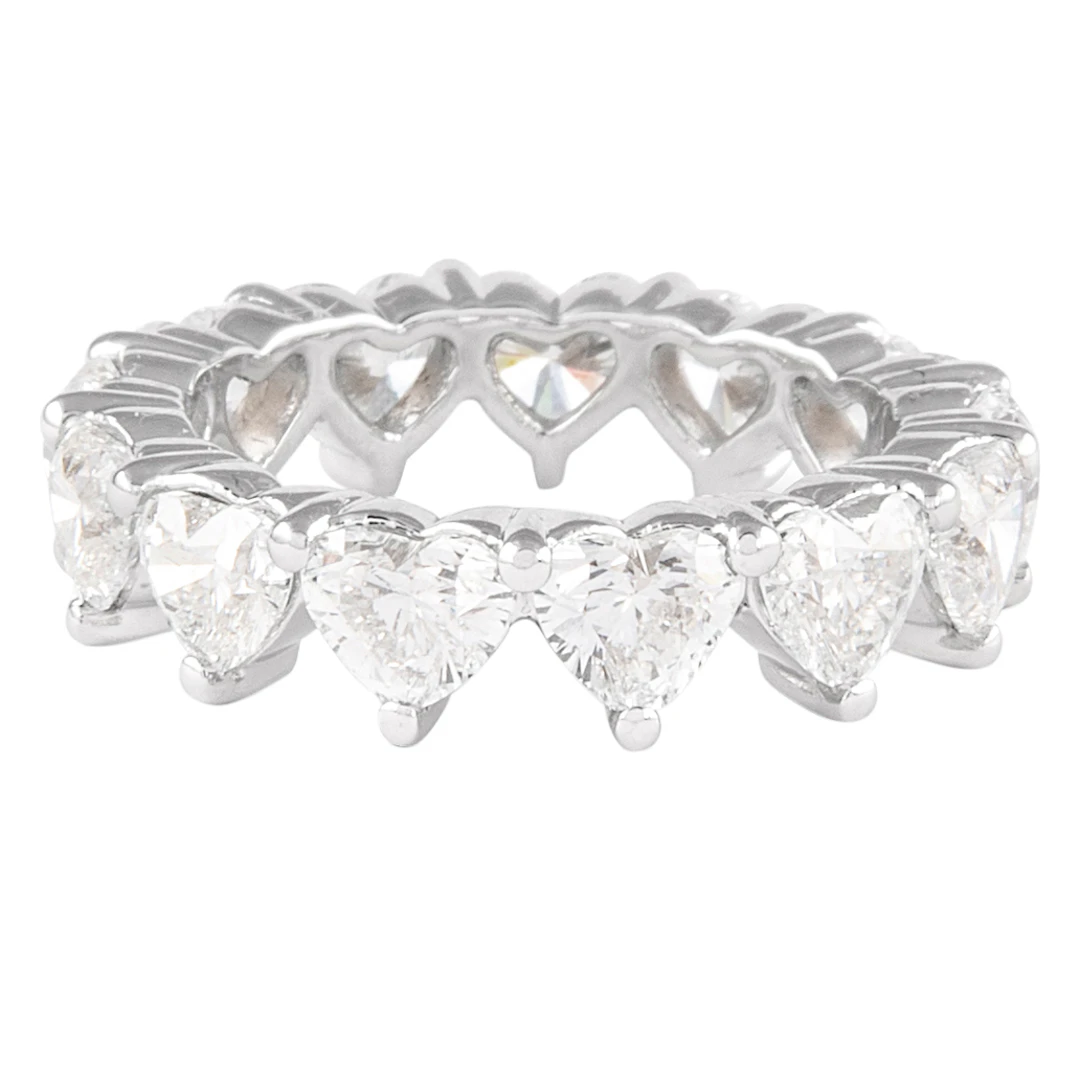 Platinum and 4.15ctw Heart Shape Diamond Eternity Band Ring