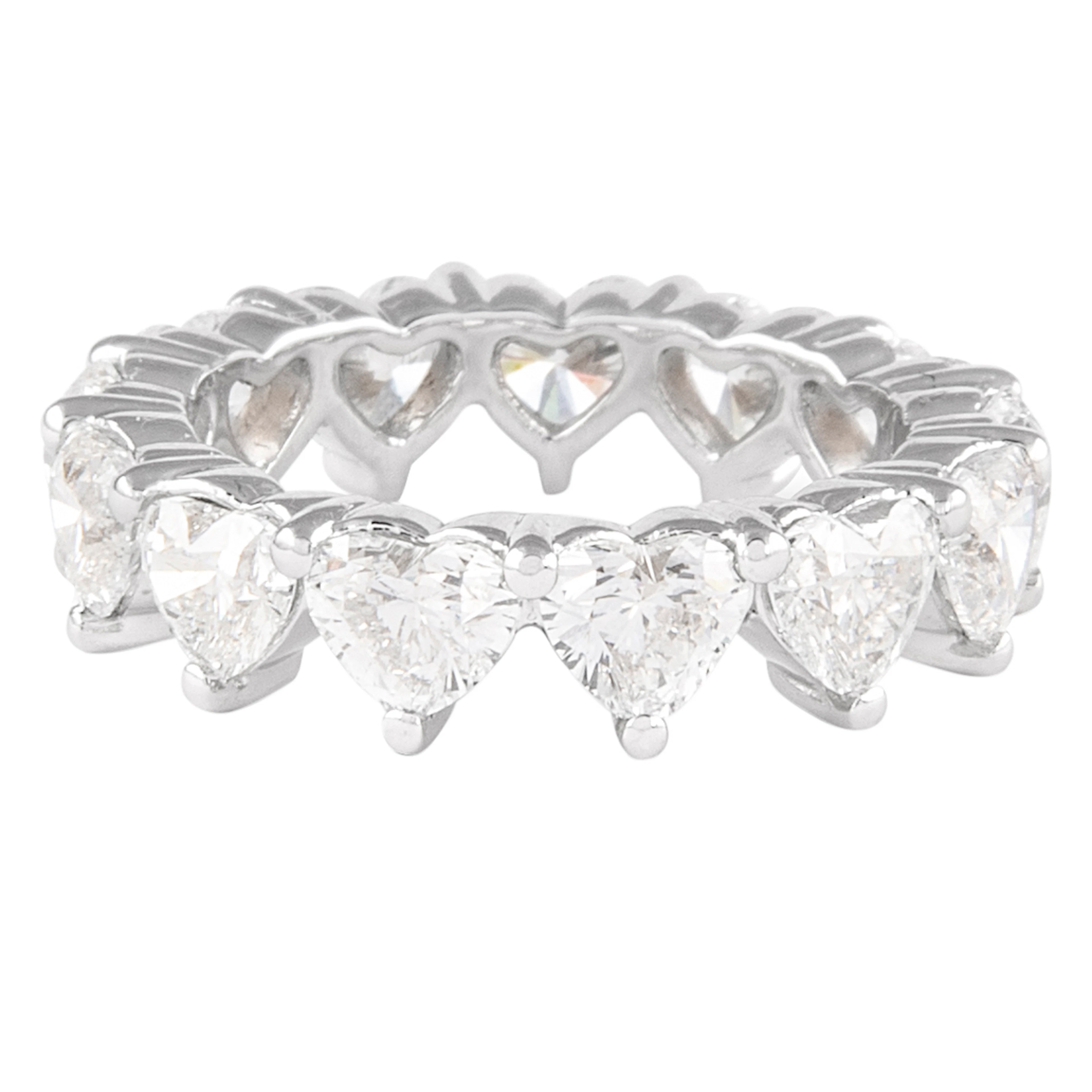 Platinum and 4.15ctw Heart Shape Diamond Eternity Band Ring