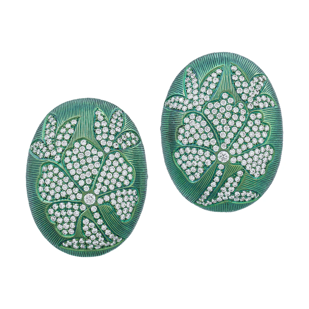 Titanium and Diamond Flower Earrings