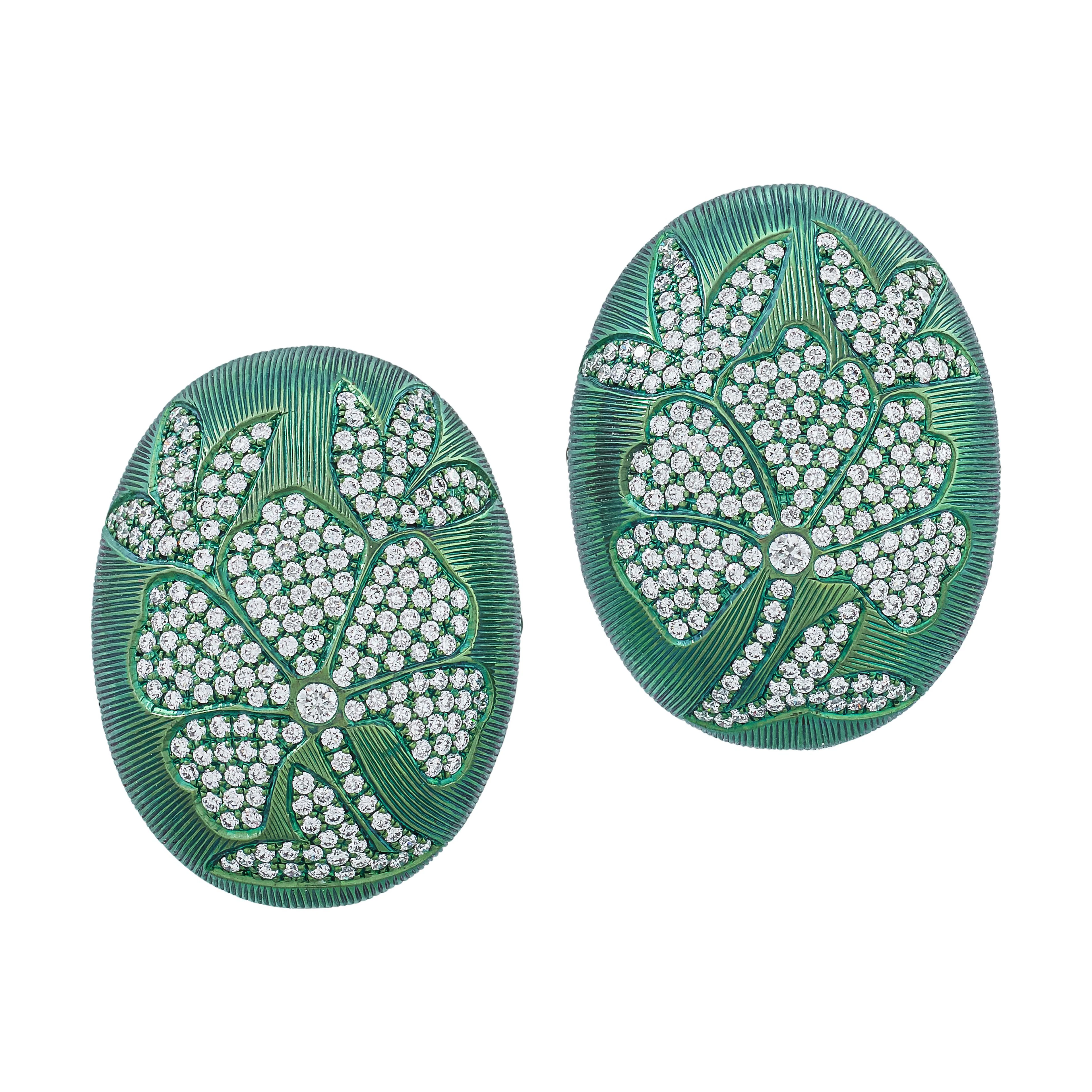 Titanium and Diamond Flower Earrings