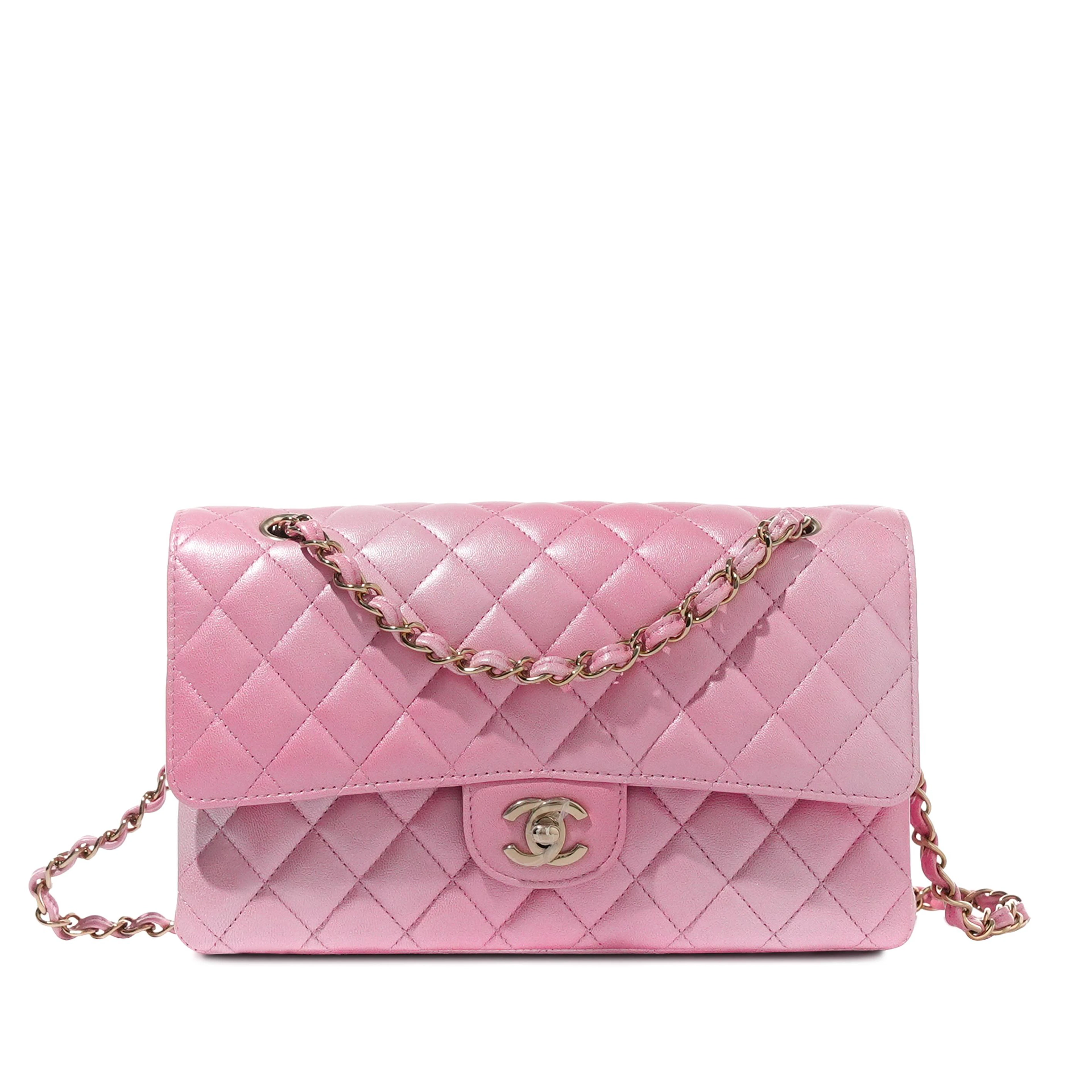 Pink Quilted Lambskin Medium Timeless Double Flap Gold Hardware