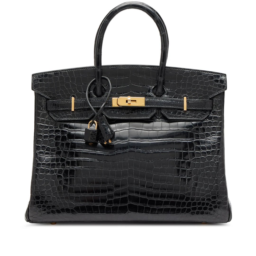 Black Shiny Porosus Crocodile Birkin 35 Gold Hardware, 2003