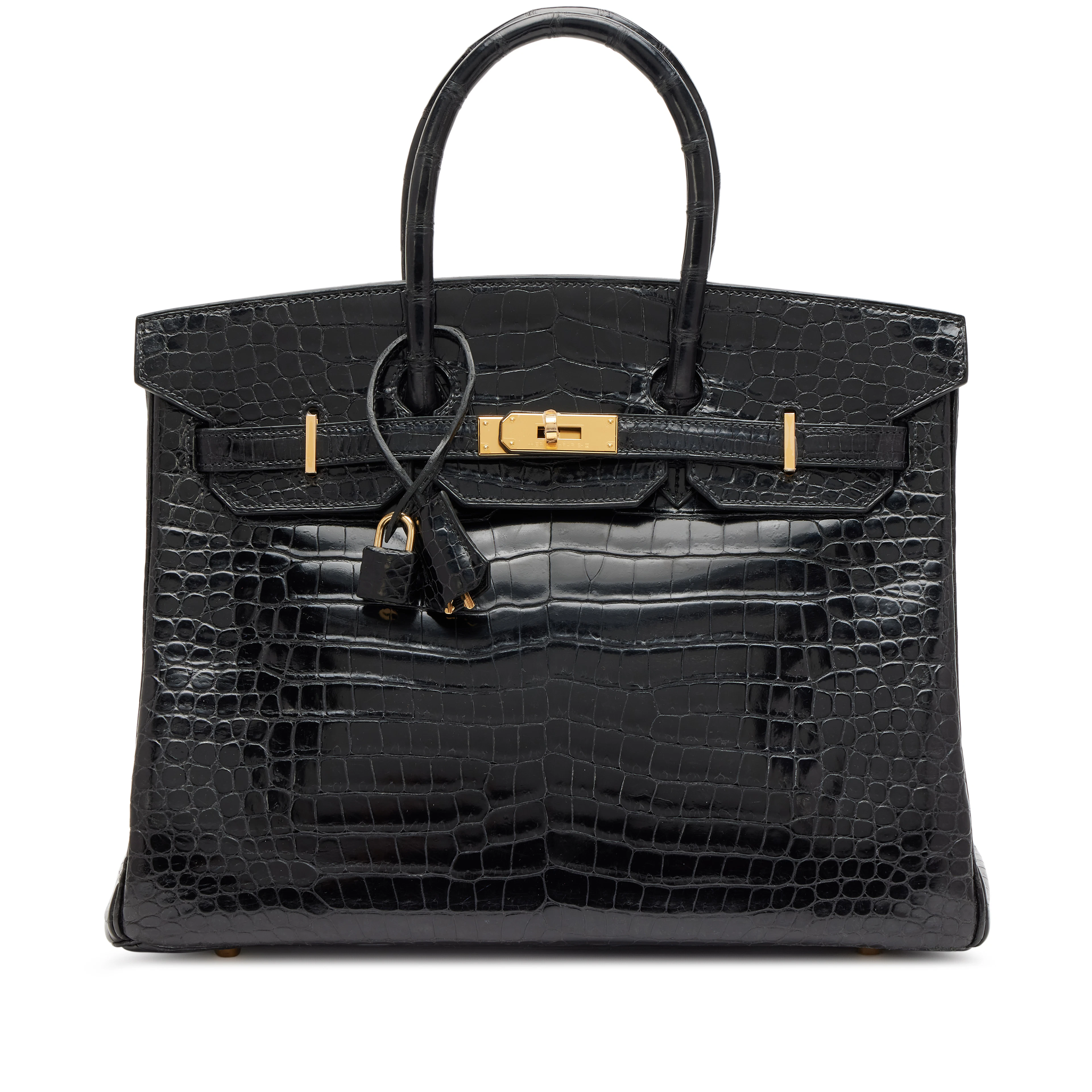 Black Shiny Porosus Crocodile Birkin 35 Gold Hardware, 2003