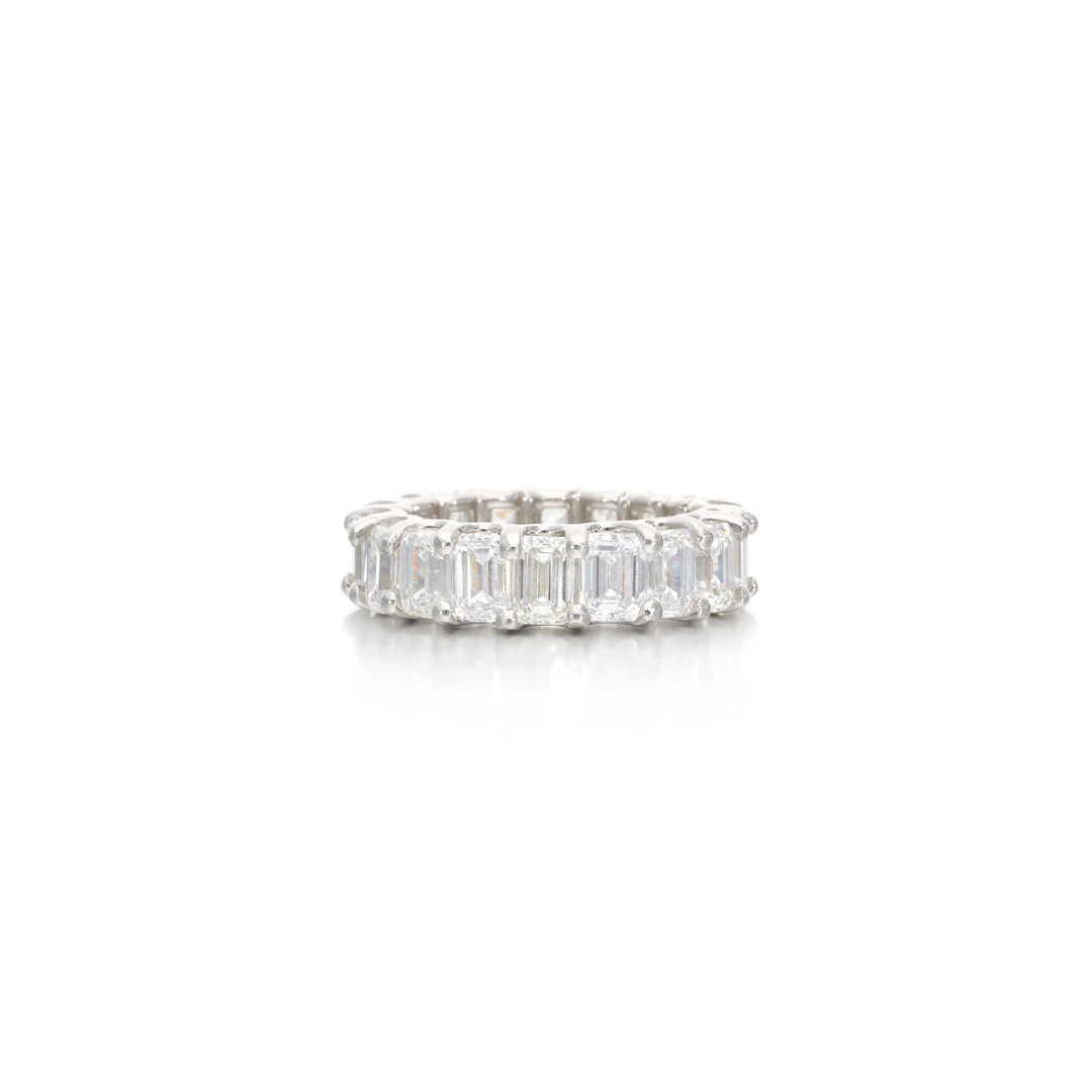 Platinum and 7.10ctw Emerald Cut Diamond Eternity Band Ring