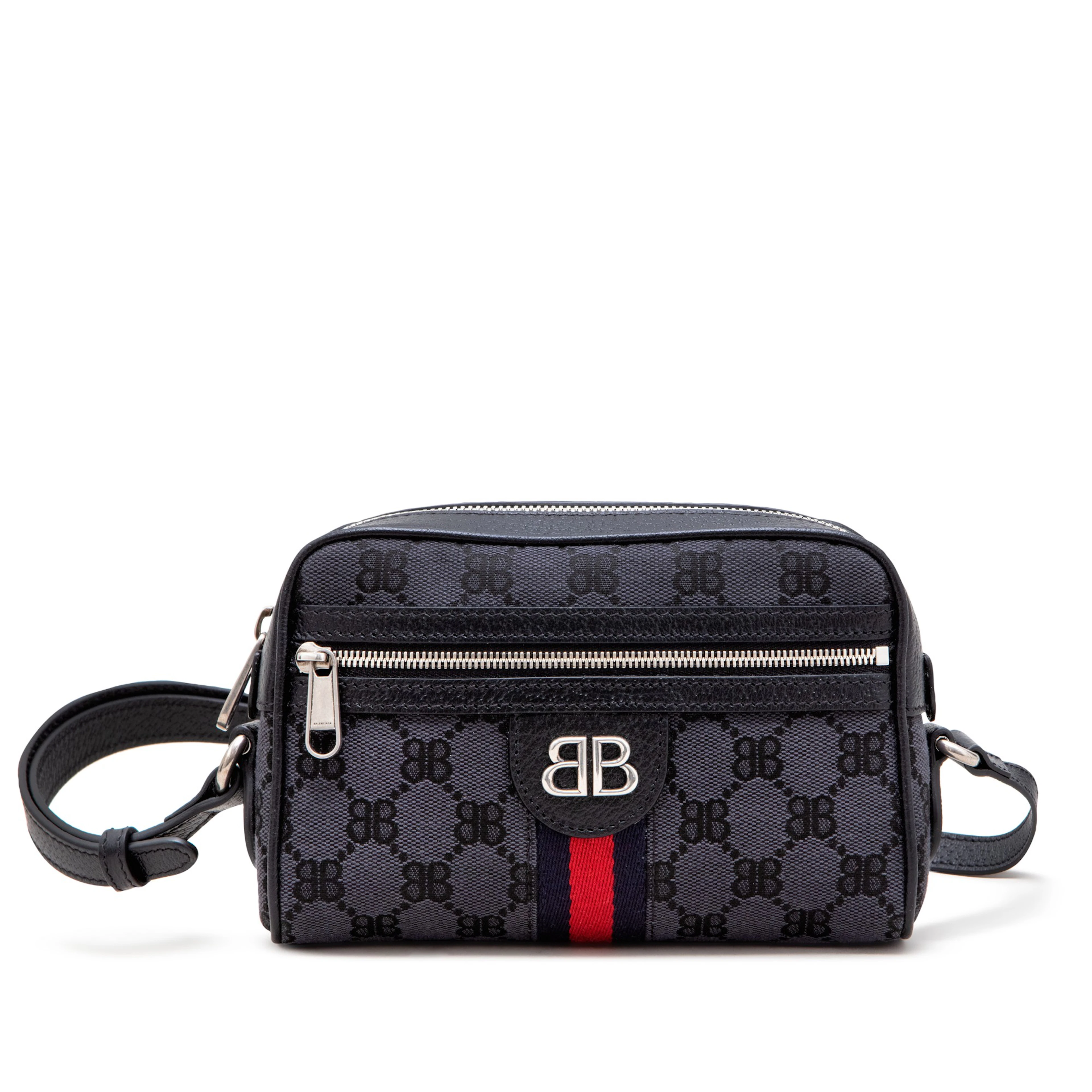 Black Monogram Jacquard Canvas Hacker Camera Bag Silver Hardware, 2021