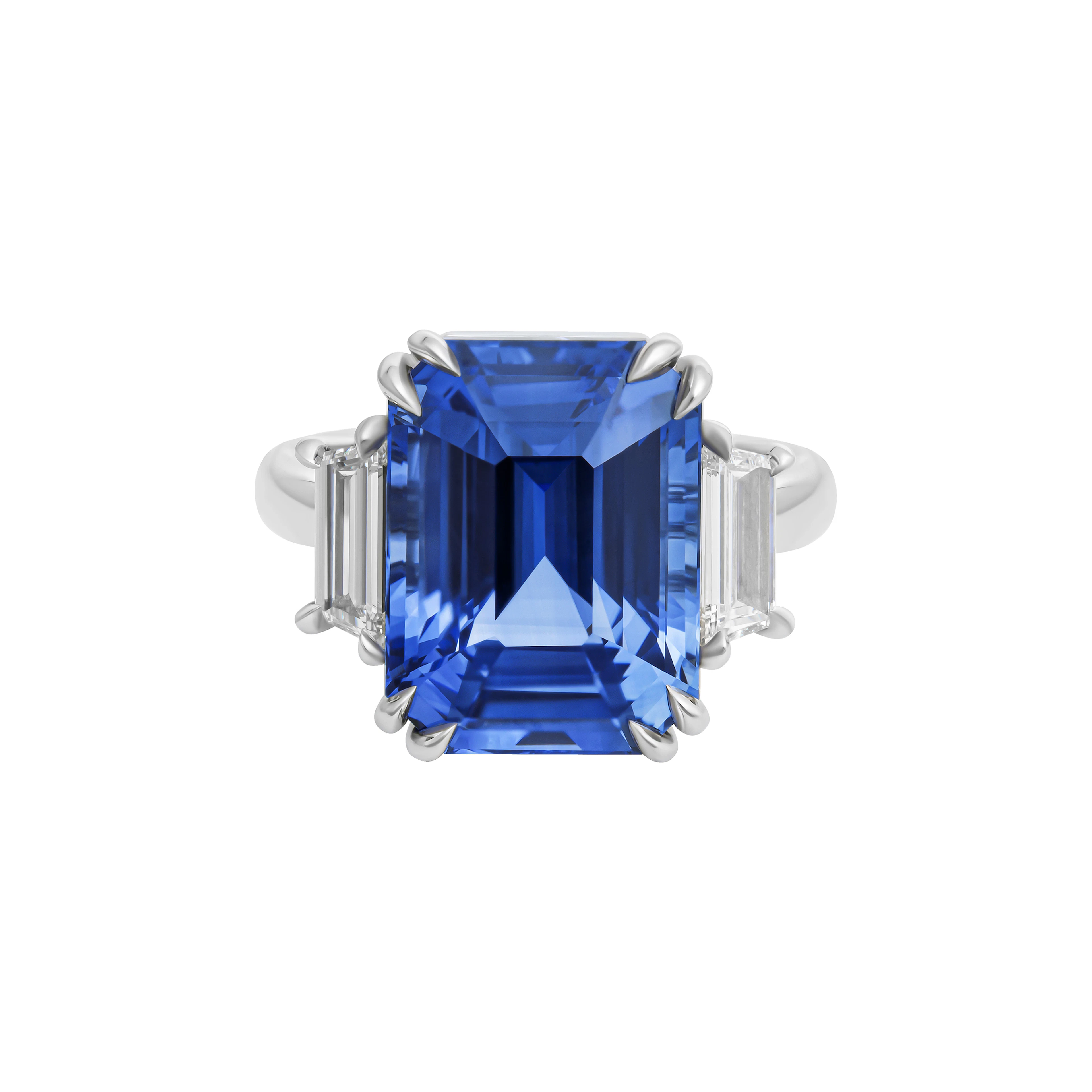 Platinum, 12.02ct Ceylon Sapphire and Diamond Ring