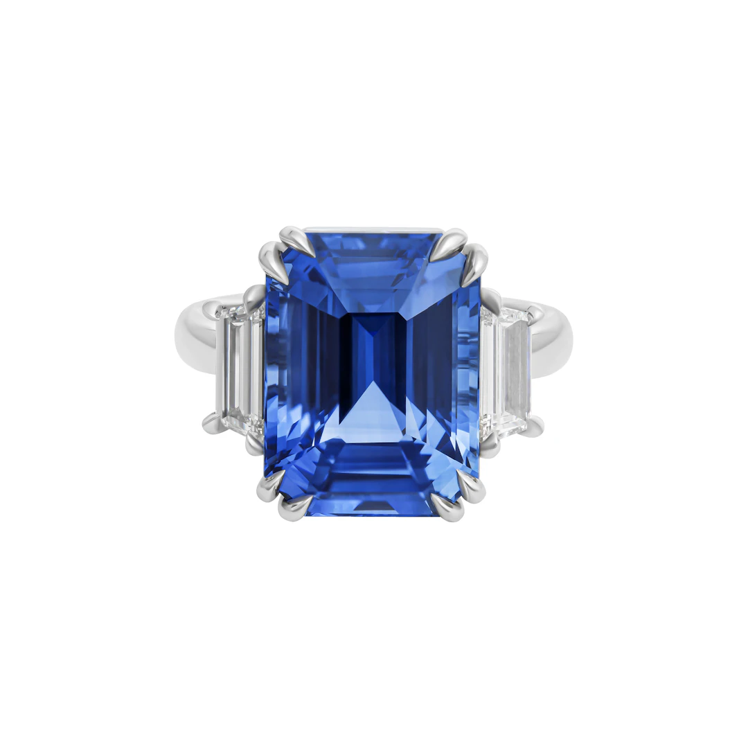 Platinum, 12.02ct Ceylon Sapphire and Diamond Ring