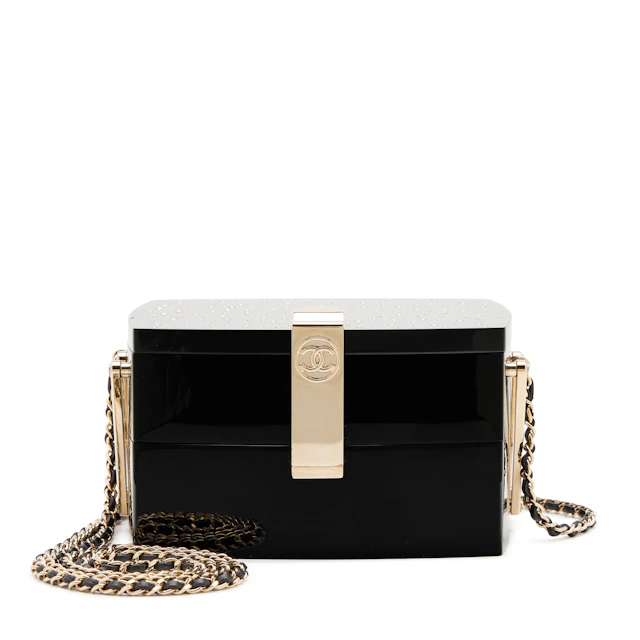 Moonlight Black Lucite and Crystal Minaudière Gold Hardware, 2016