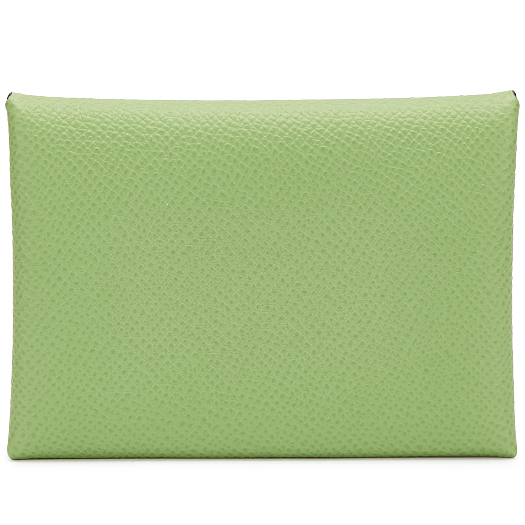 Vert Criquet Epsom Calvi Duo Card Holder Palladium Hardware, 2023