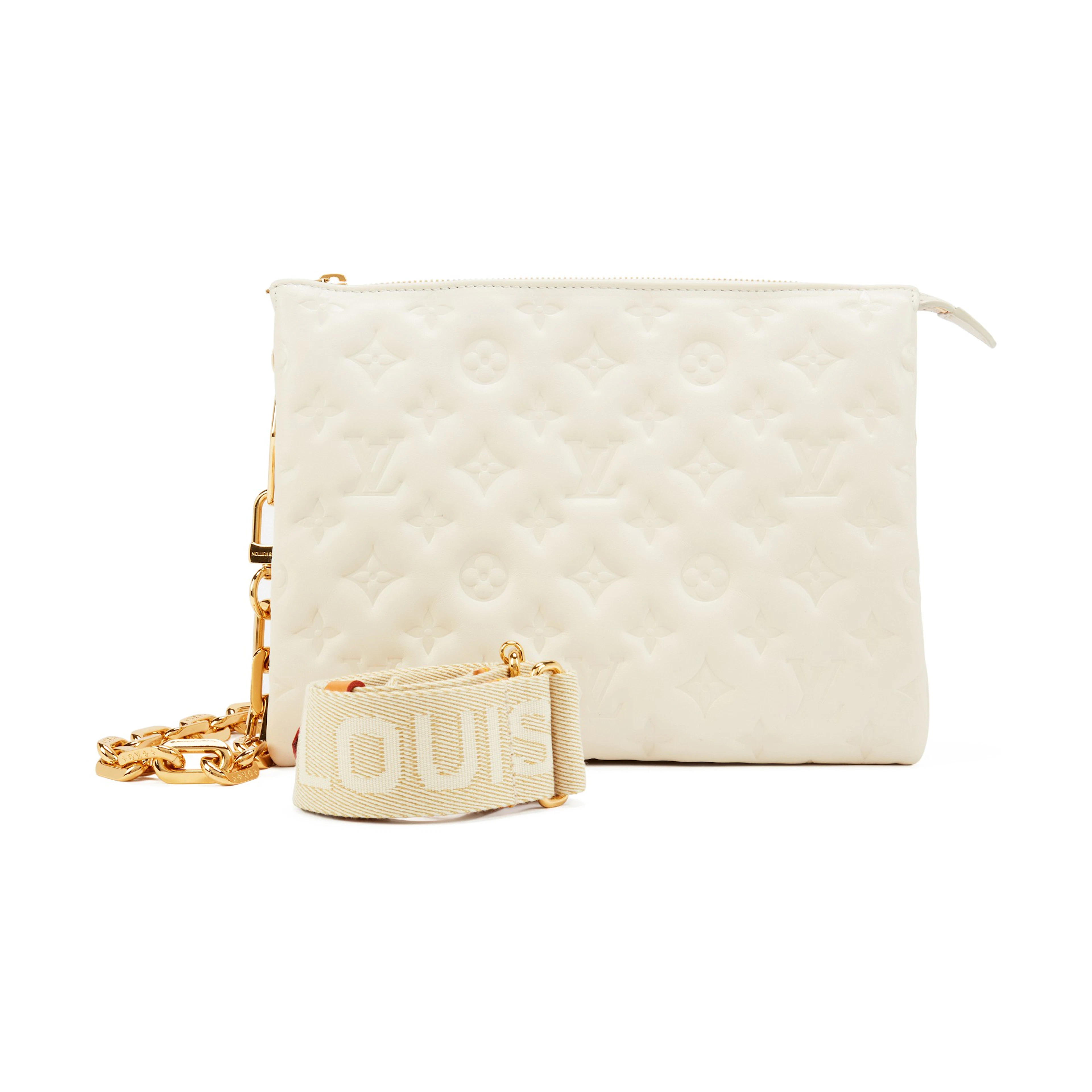 Cream Puffy Monogram Lambskin Coussin PM Gold Hardware, 2021