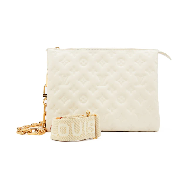 Cream Puffy Monogram Lambskin Coussin PM Gold Hardware, 2021