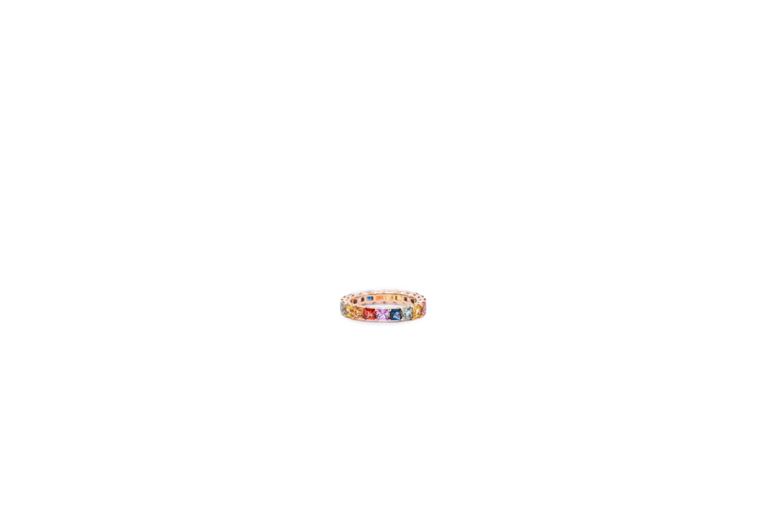 Princess-Cut “Rainbow” Sapphire Ring