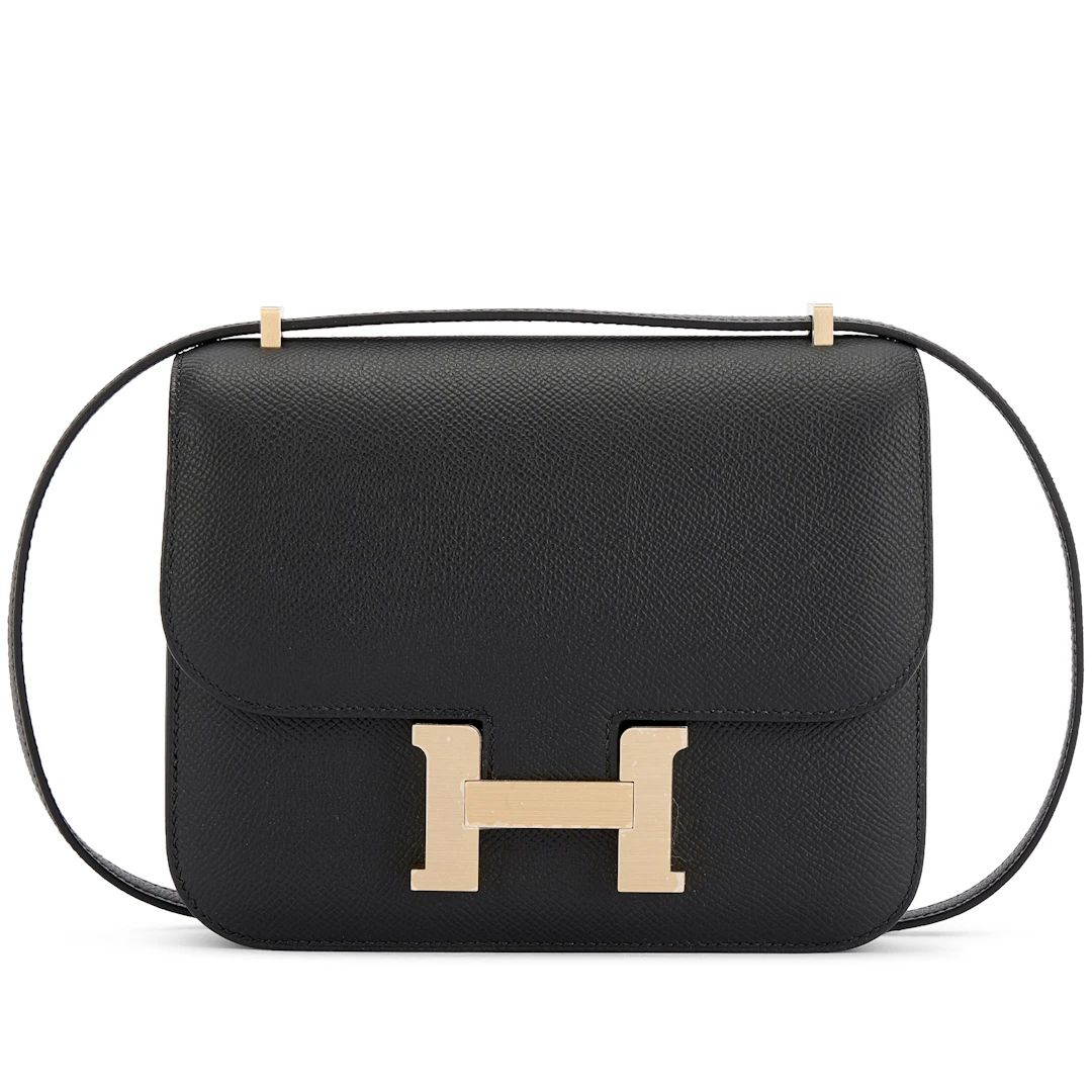 Black Epsom Mini Constance 18 Brushed Gold Hardware, 2025