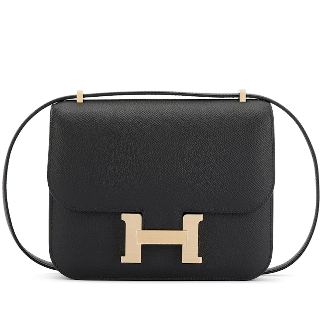 Black Epsom Mini Constance 18 Brushed Gold Hardware, 2025