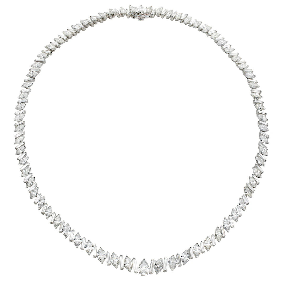 Platinum and 38.65ctw Fancy Cut Diamond Collar Necklace