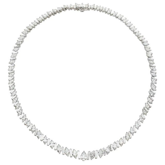 Platinum and 38.65ctw Fancy Cut Diamond Collar Necklace