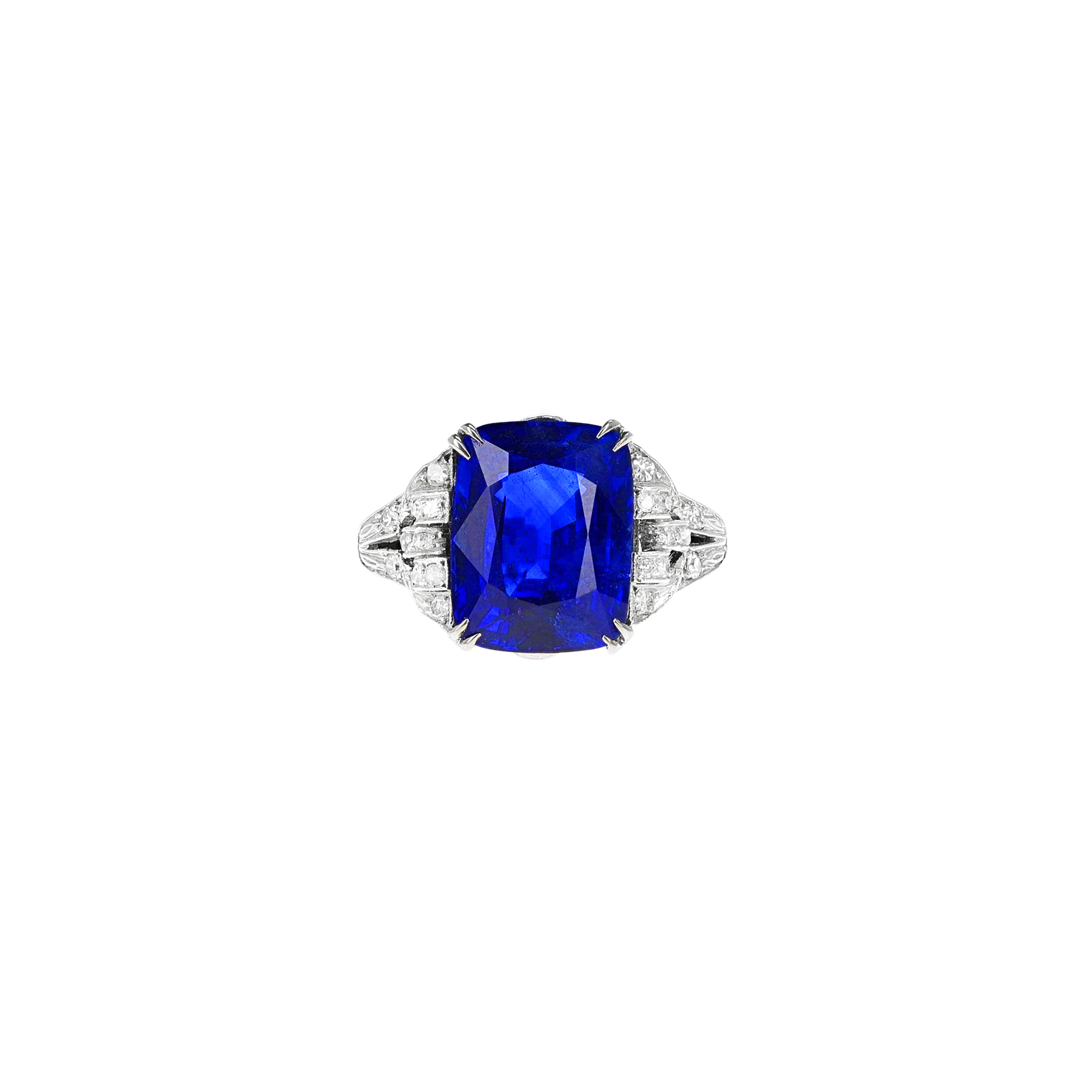 Platinum, 10.15ct Ceylon Royal Blue Sapphire and Diamond Ring