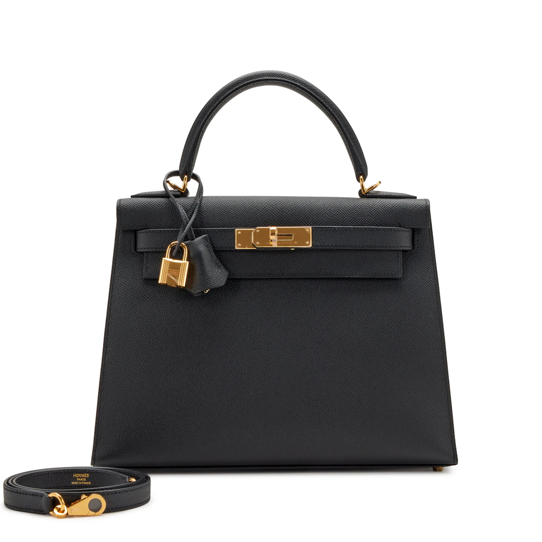 Black Epsom Sellier Kelly 28 Gold Hardware