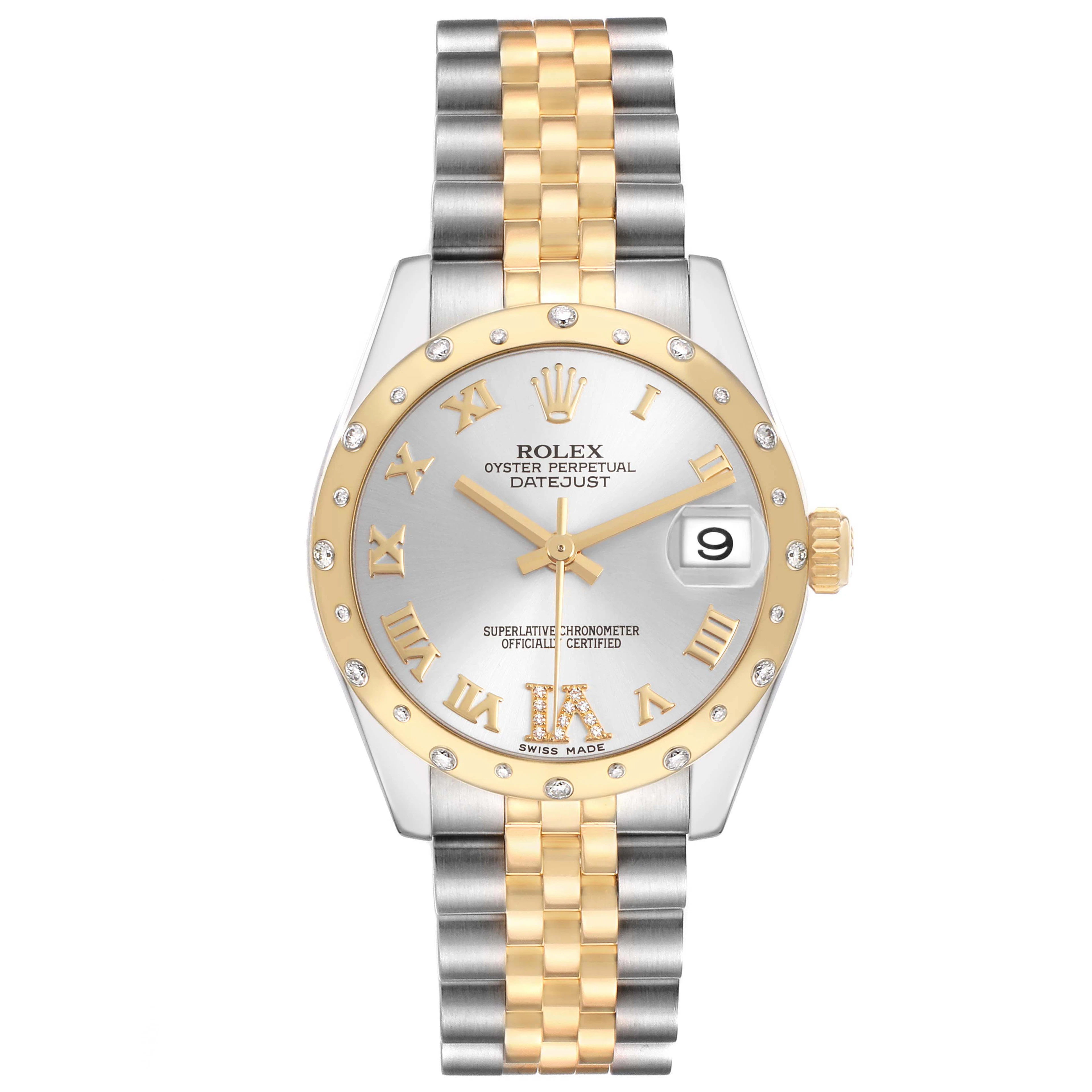Datejust (Reference 178343). A 31mm stainless steel yellow gold diamond-set