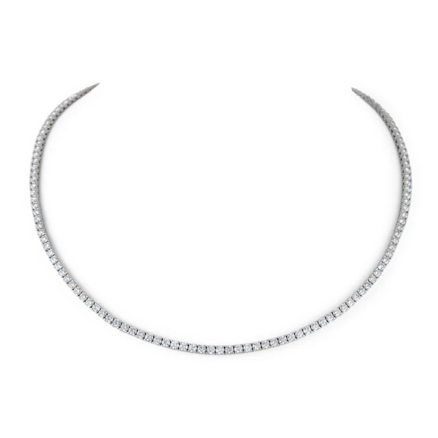 White Gold and 15.00-19.99ctw Round Brilliant Cut Diamond Tennis Necklace