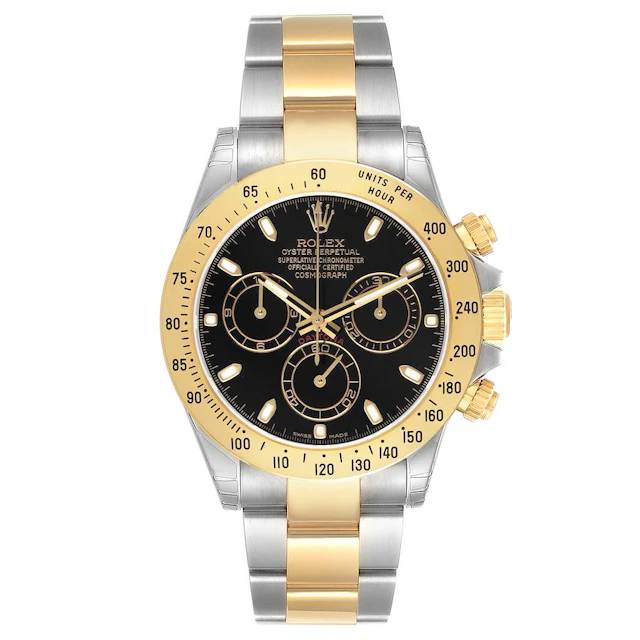 Cosmograph Daytona NOS (Reference 116523). A 40mm yellow gold stainless