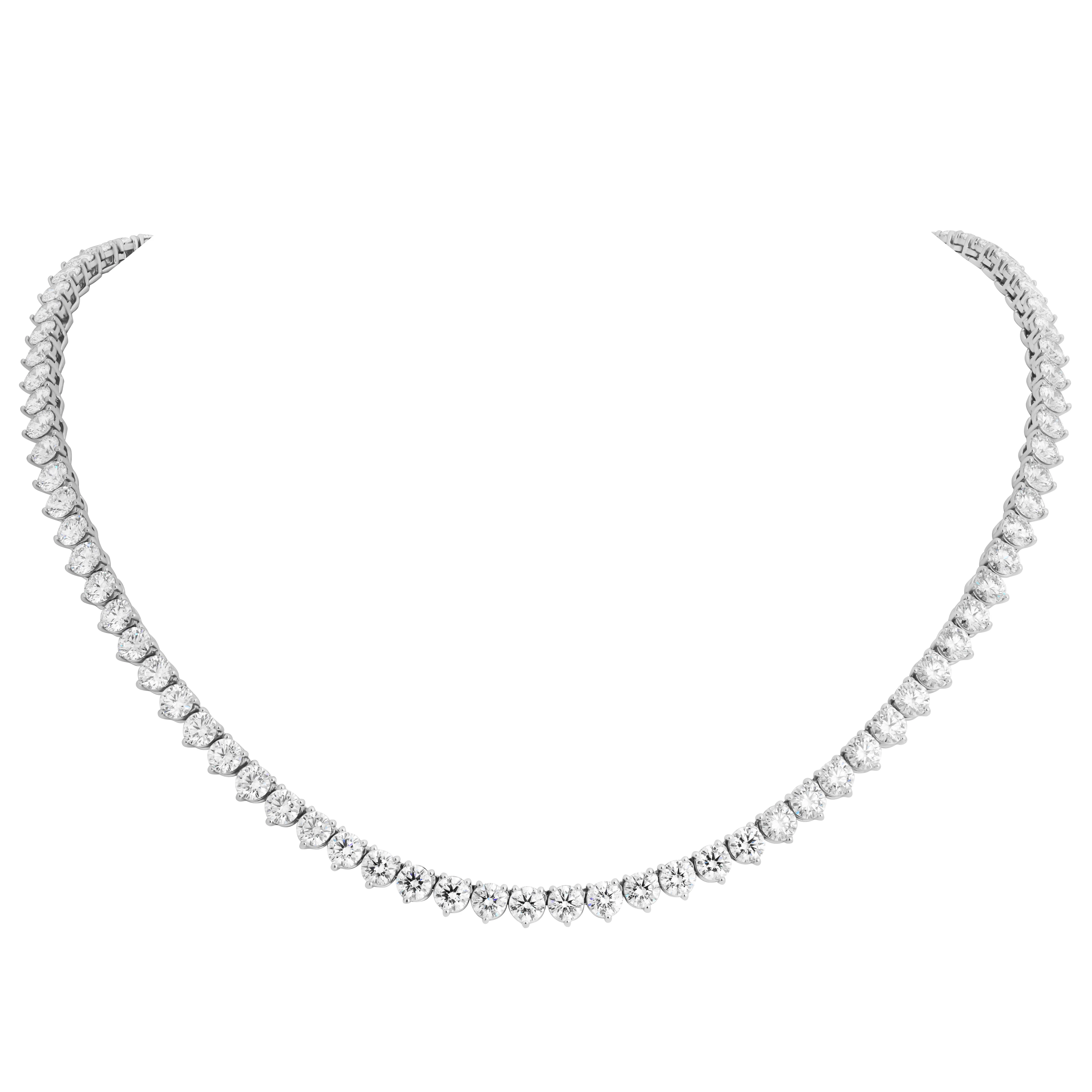 Platinum and 25.15ctw Round Brilliant Cut Diamond Tennis Necklace