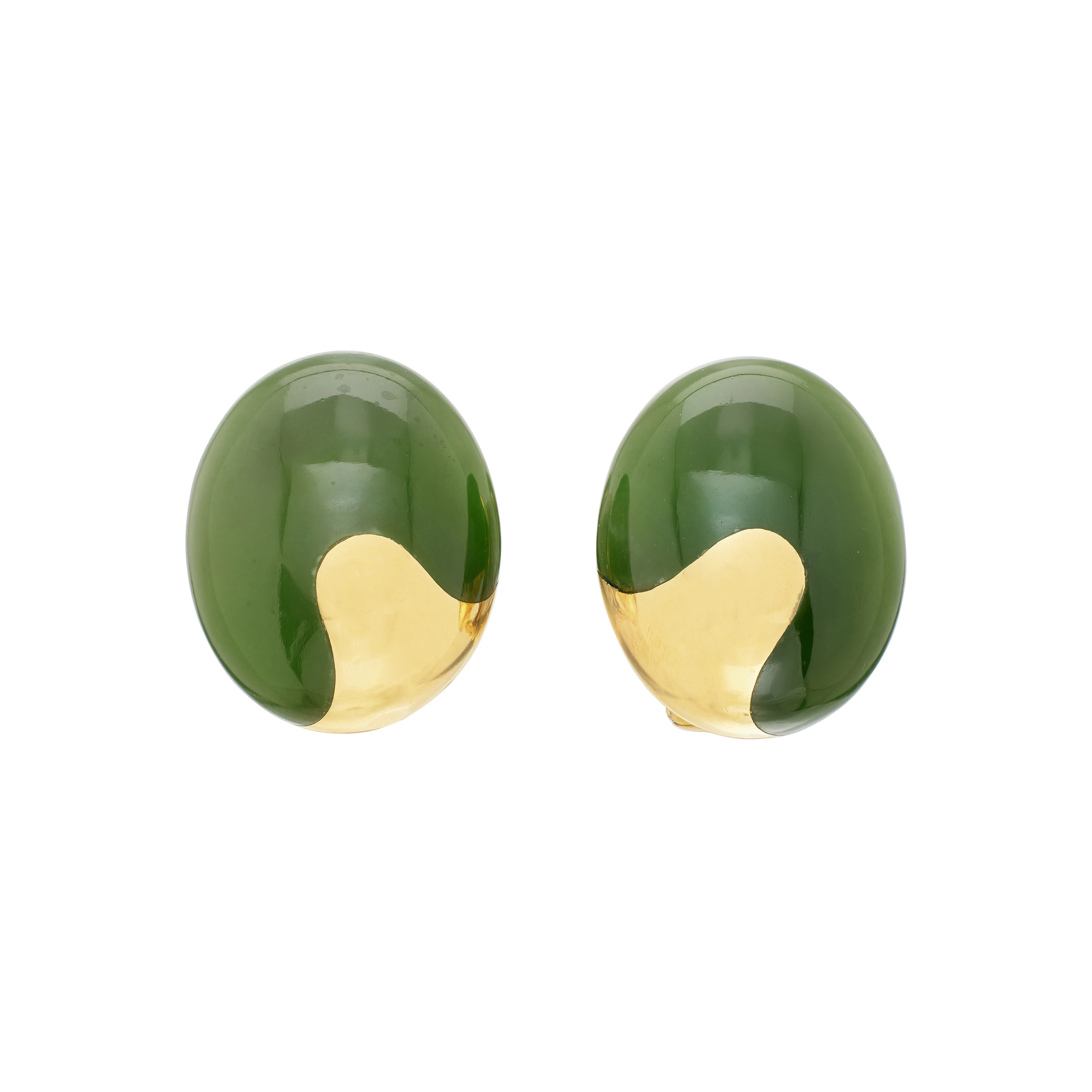 Vintage Gold and Jade Earclips