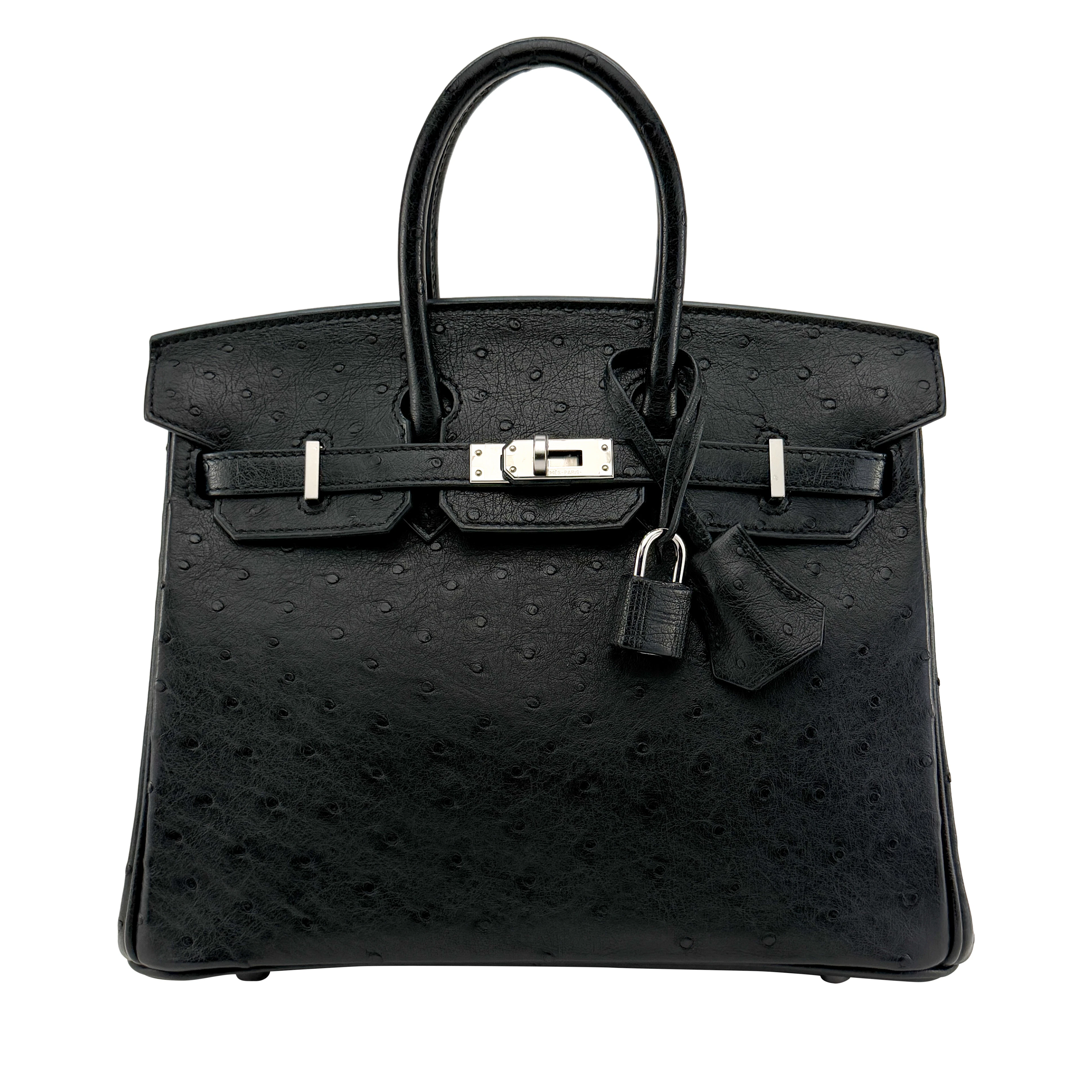 Black Ostrich Birkin 25 Palladium Hardware, 2024